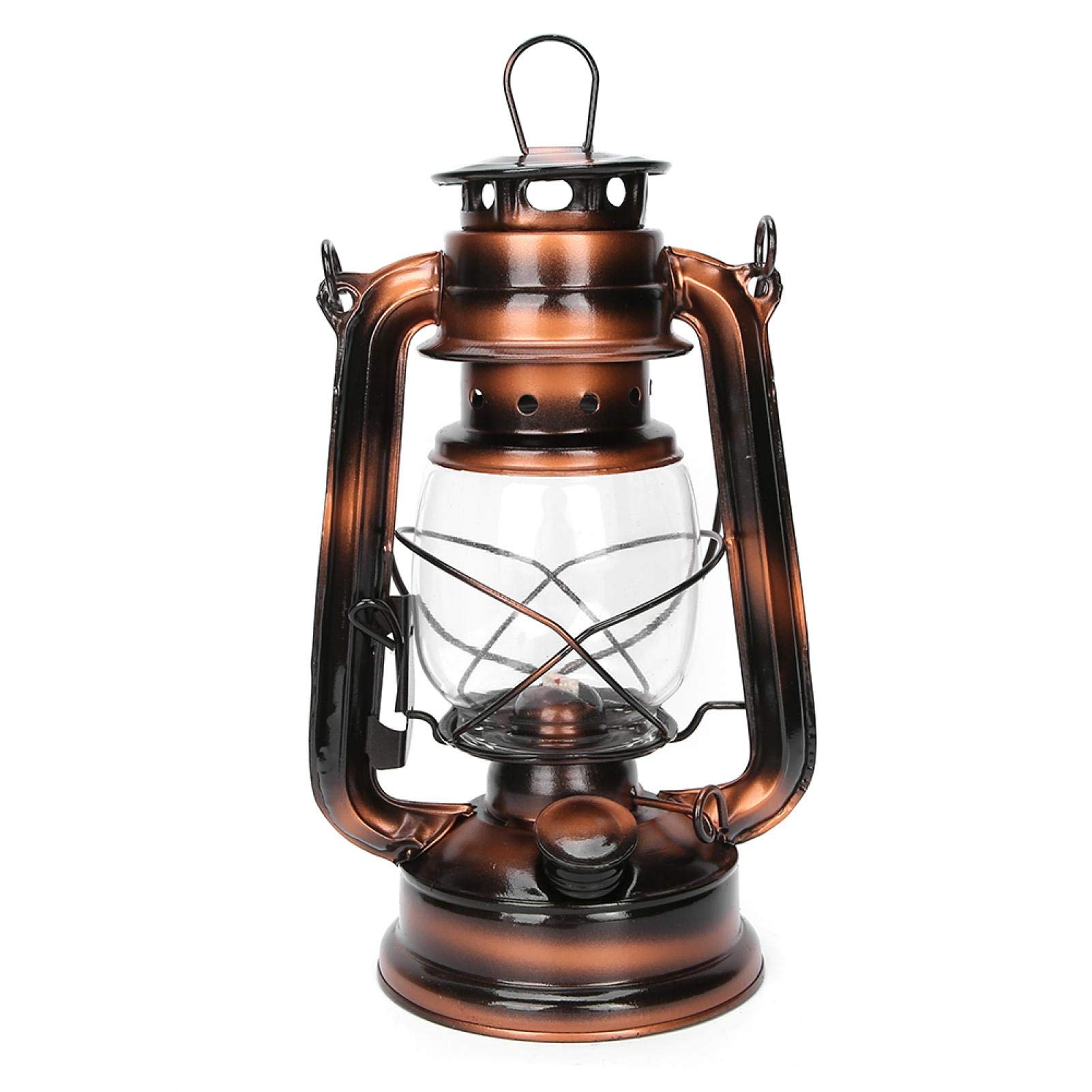 Vintage Bronze LED Kerosene Lamp - Retro Oil Lantern with Hurricane Glass for Home, Outdoor, Patio Decor & Gift | Perfect for Camping, Emergency Lighting & Rustic Wedding Decor