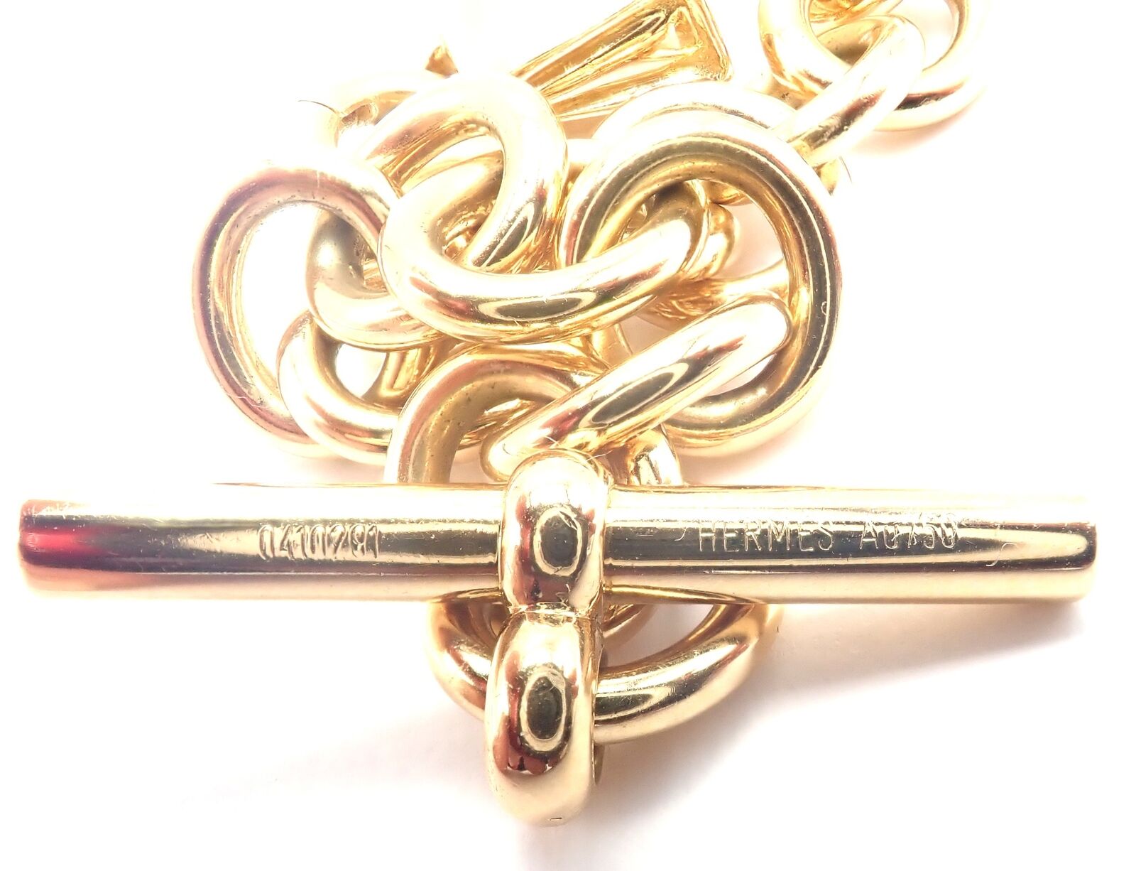 Authentic Hermes 18k Yellow Gold Heavy Link Toggle Bracelet with Two Charms - Luxury Jewelry for Women, Perfect for Gifts, Parties & Special Occasions
