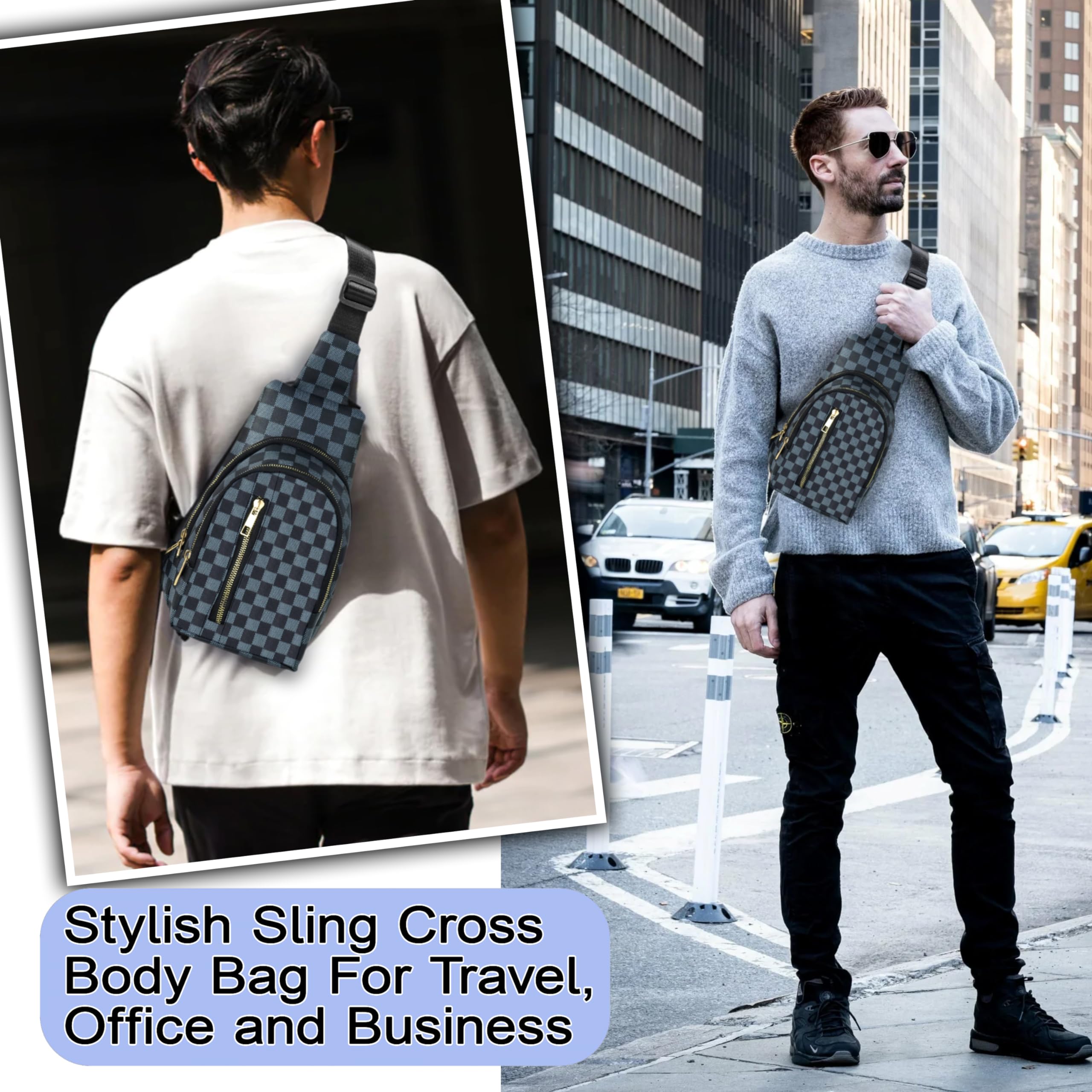 Storite Nylon Crossbody Bag for Men & Women - Lightweight Sling Shoulder Bag with Adjustable Strap (Black & Blue, 18 x 9 x 27 cm) - Perfect for Travel, Work, Shopping & Everyday Use