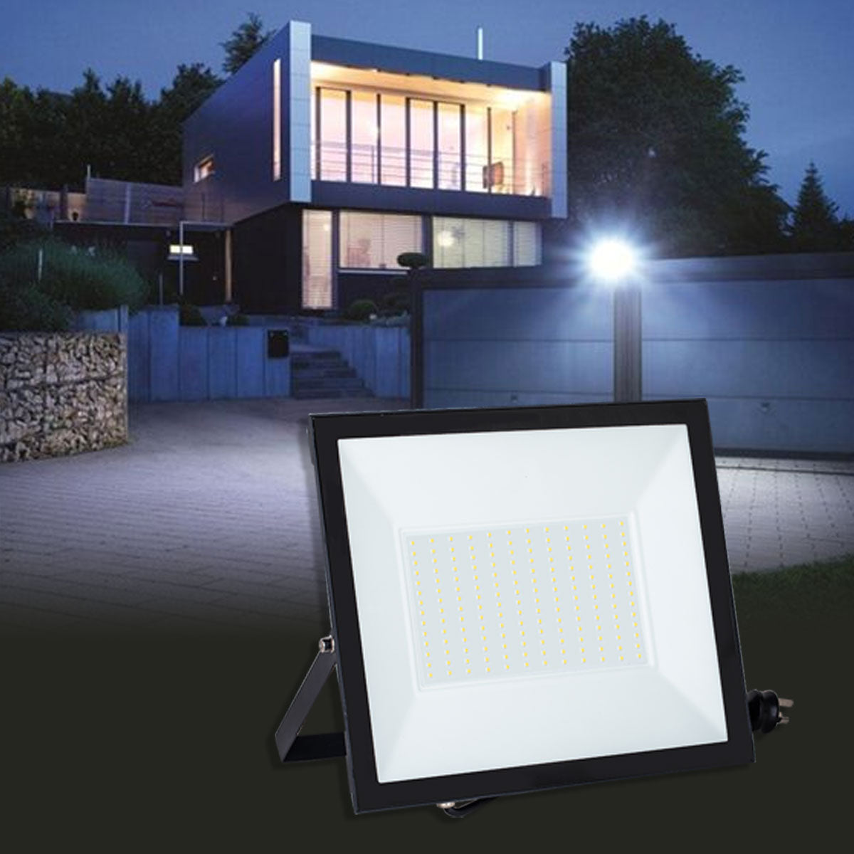 50W LED Flood Light 4000K Neutral White, IP65 Waterproof Outdoor Lighting with Flexible Mount & Plug - Perfect for Garden, Yard, Patio, and Security Lighting