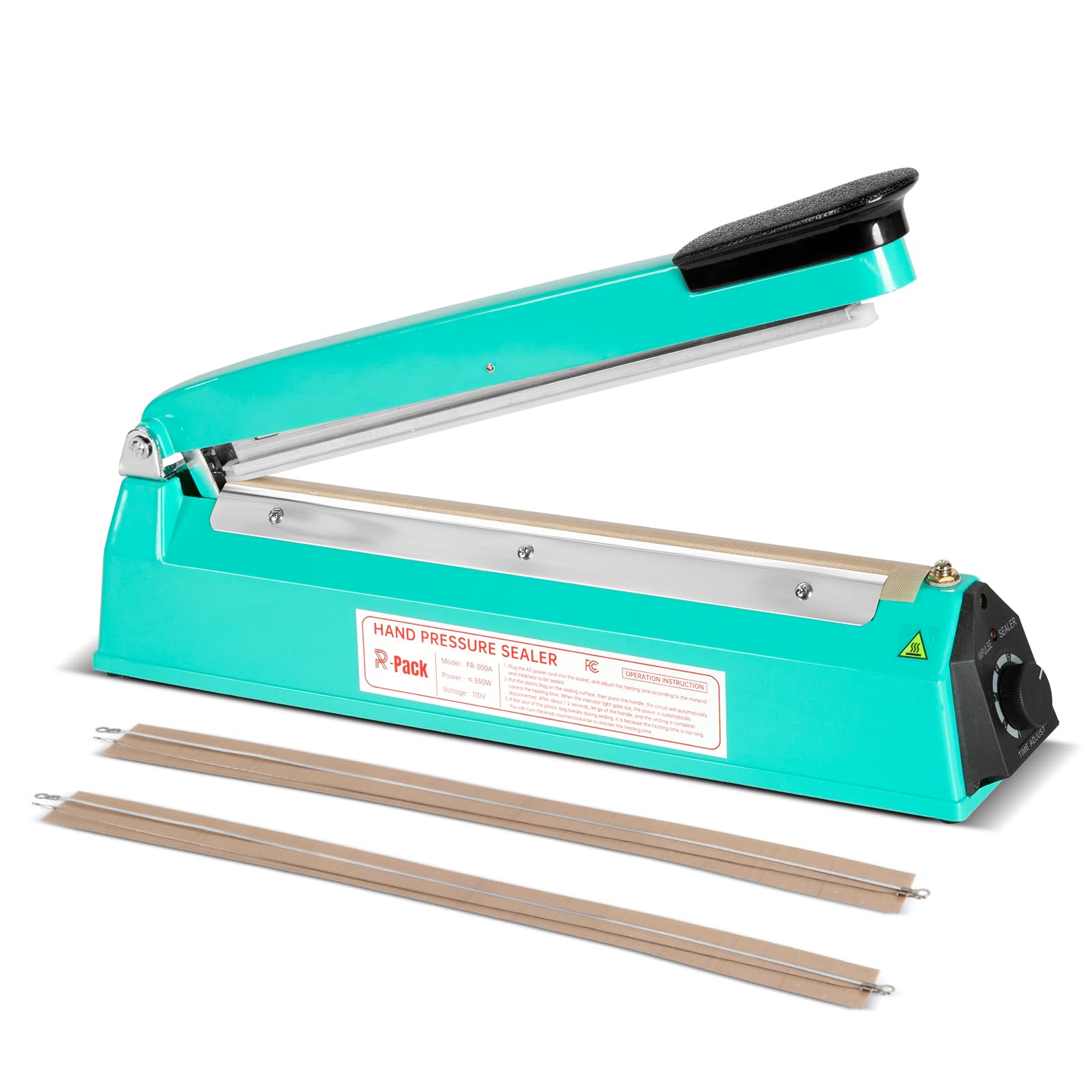 Heavy-Duty 12-Inch Impulse Heat Sealer with Seal Bar - Bag Sealing & Cutting Machine with 2 Extra Replacement Parts (Blue) - Perfect for Food Packaging, Vacuum Sealing & Industrial Use