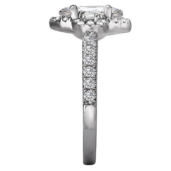 18KT White Gold 1/2 CTW Marquise Diamond Halo Ring with 3 Stone Setting - Perfect for Engagement, Anniversary & Wedding Jewelry Gifts