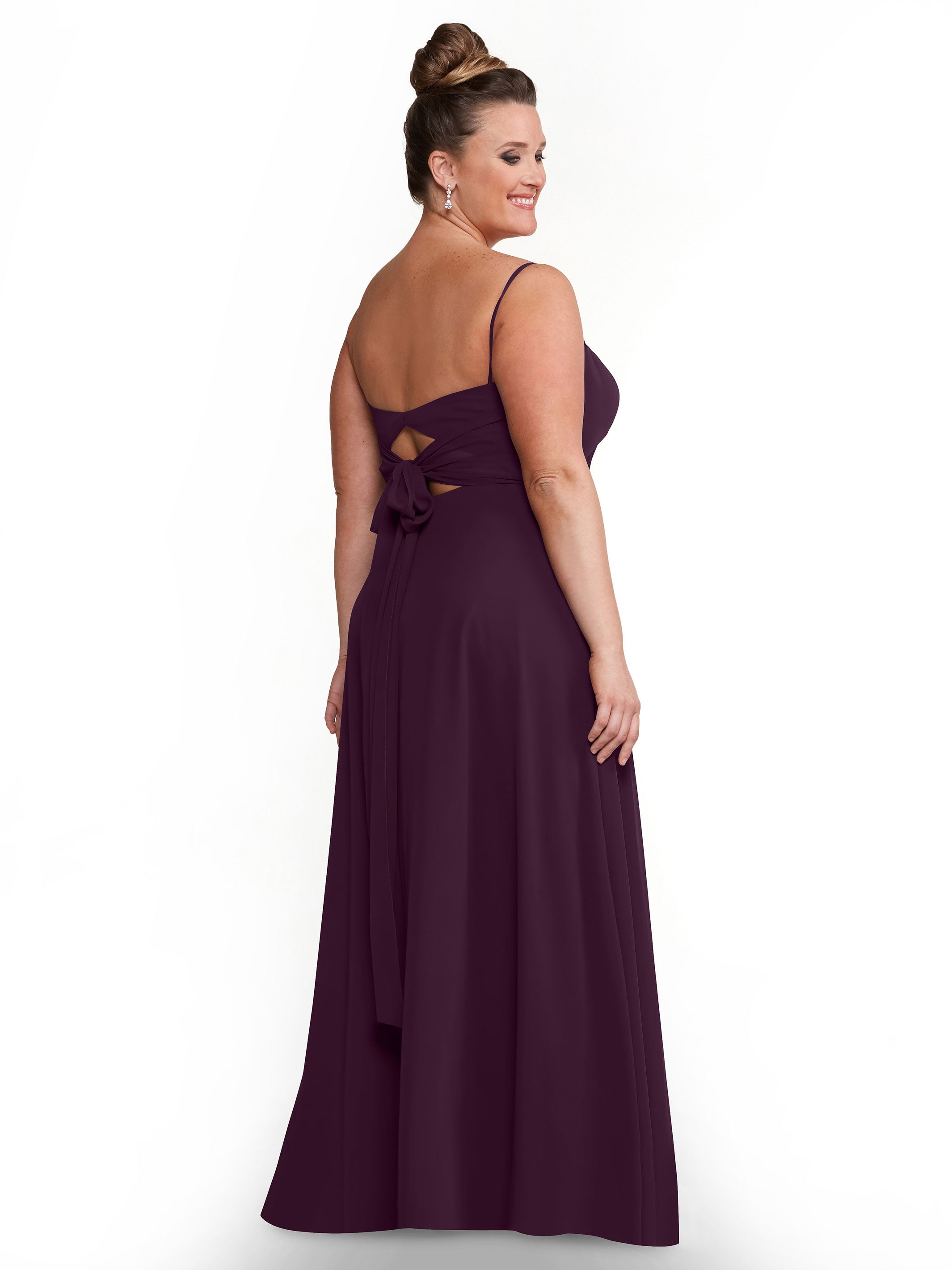 Elegant A-Line Bridesmaid Dress with Flowy Chiffon Skirt & Thigh Slit - Perfect for Weddings, Formal Events & Special Occasions