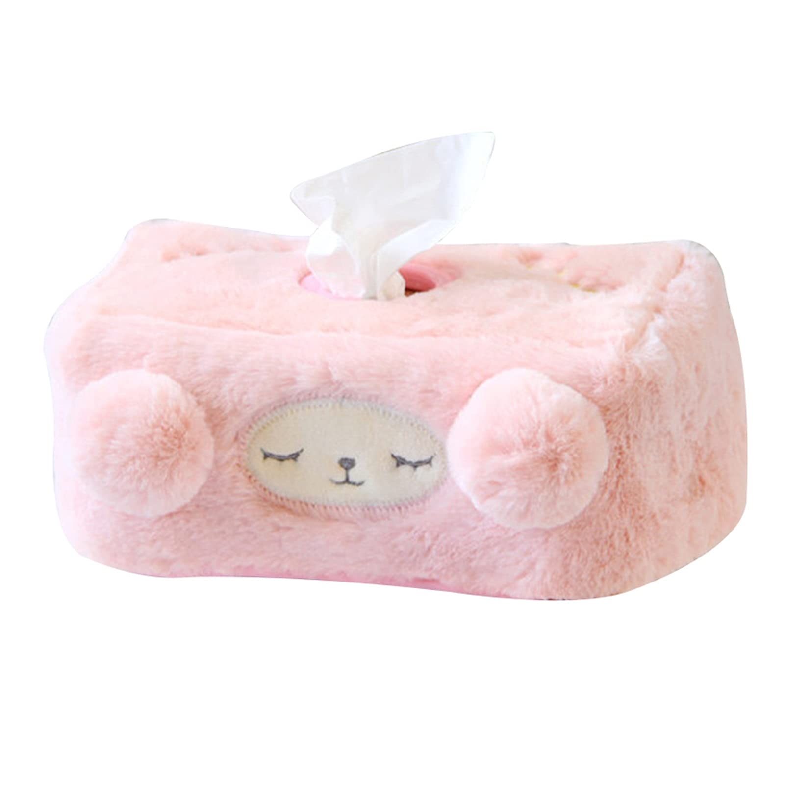 Soft Plush Cartoon Sheep Tissue Box Cover - Pink Large | Cute Decorative Tissue Holder for Car, Living Room, Bedroom | Perfect for Home, Office & Baby Nursery Decor