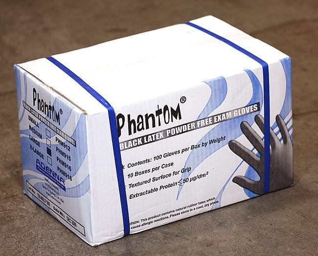 Adenna Phantom Black Latex Exam Gloves - Powder Free, Disposable, Medical Grade for Healthcare, Food Service & Cleaning - 100 Count Box