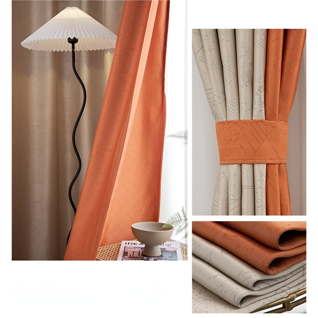 Custom Daphne Color Blocking Thermal Blackout Curtains for Bedroom & Living Room - Energy Efficient & Noise Reducing Window Treatments