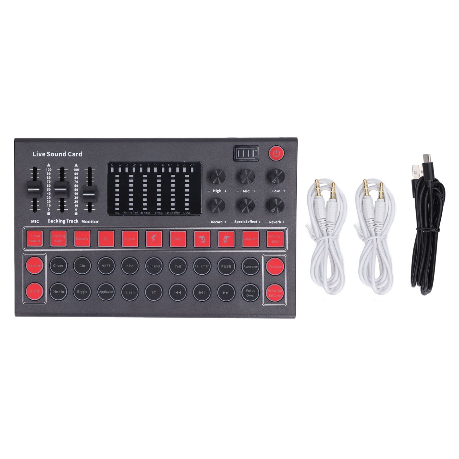 Professional Voice Changer Sound Board with LED Display - Noise Reduction, Bluetooth & Dual Channel Live Sound Card for Recording, Podcasting & Gaming (USB Audio Mixer for PC/Mac/Streaming)