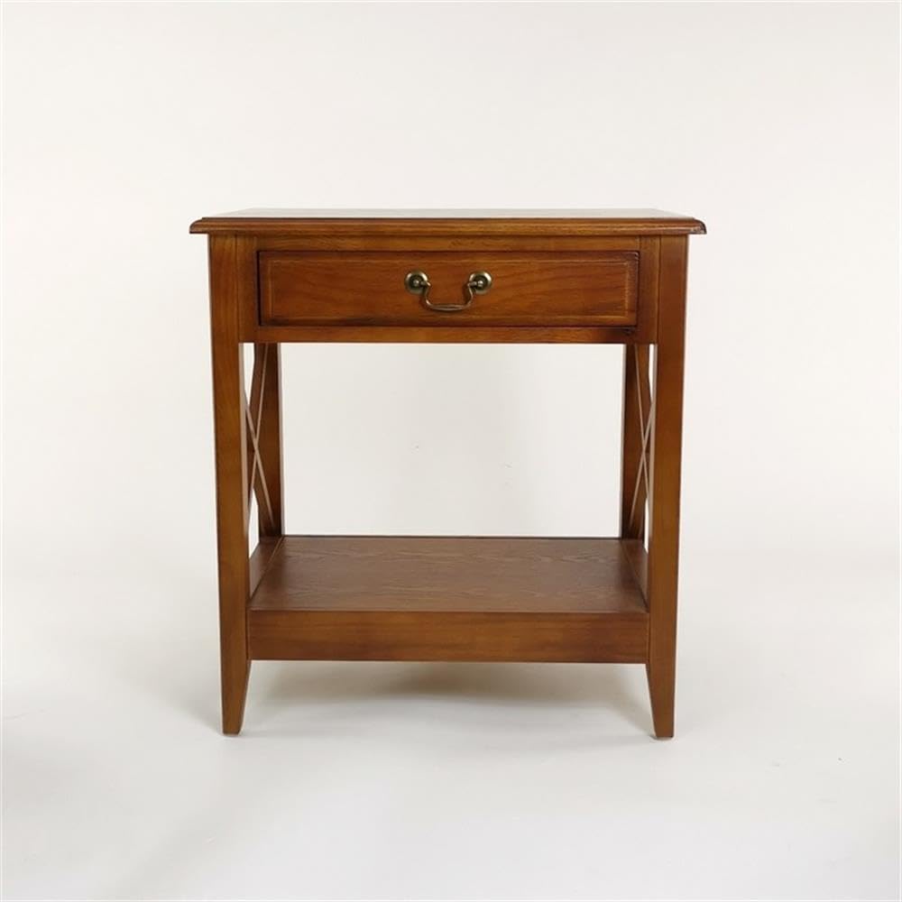 Wayborn Nightstand with Drawer - Solid Birch Wood Bedside Table, Brown - Perfect for Bedroom, Living Room, or Office Storage