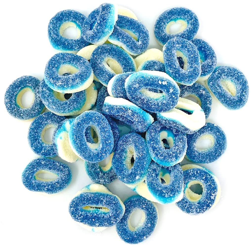 SweetGourmet Blue Raspberry Gummy Rings - 2lb Bulk Sour Candy for Parties, Movie Nights & Snacking | Delicious Chewy Gummi Treats