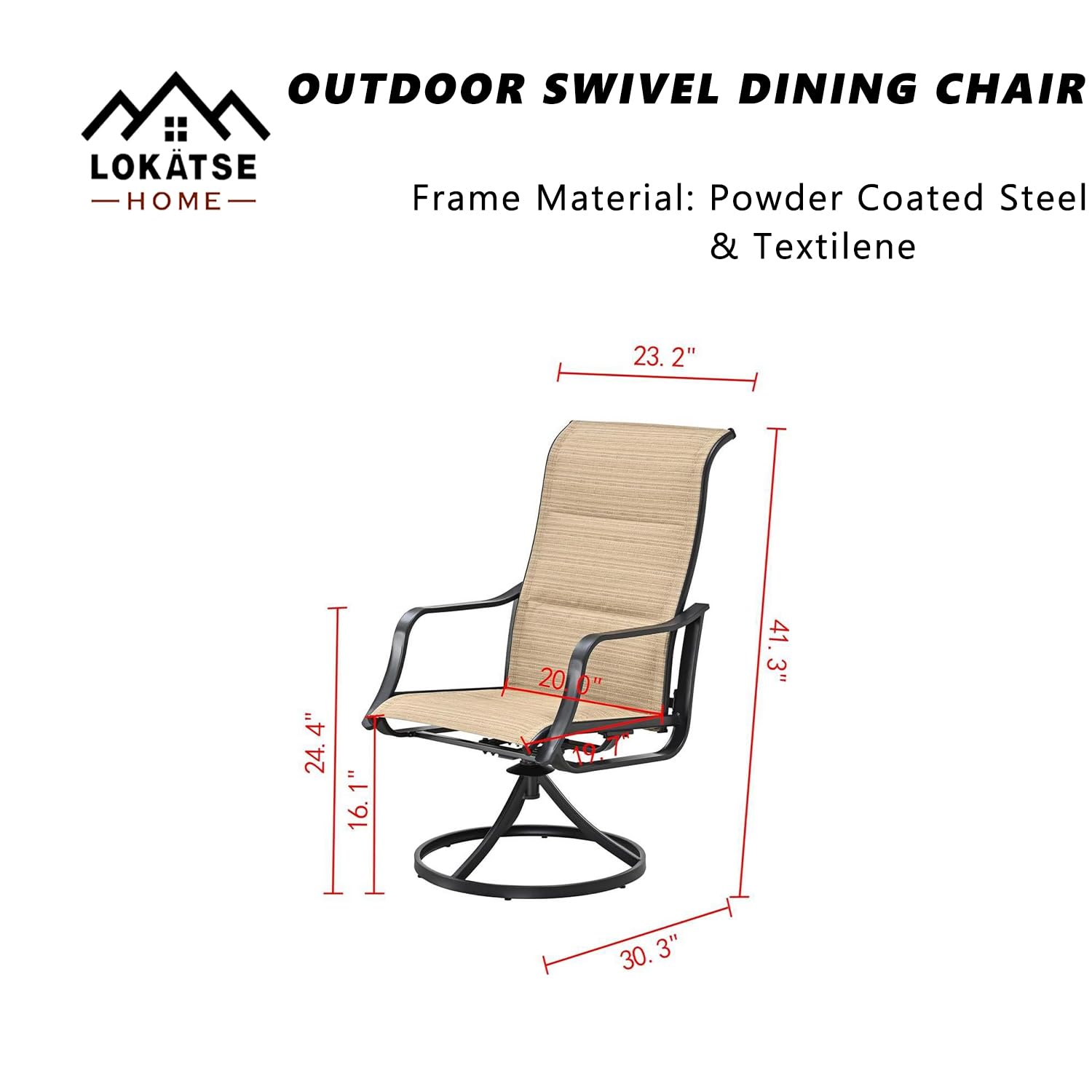 LOKATSE HOME 6-Piece Patio Dining Swivel Chair Set - Outdoor Bistro Furniture for Backyard, Deck, Garden, Porch & Yard - Weather-Resistant Beige Chairs for Relaxing & Entertaining Guests