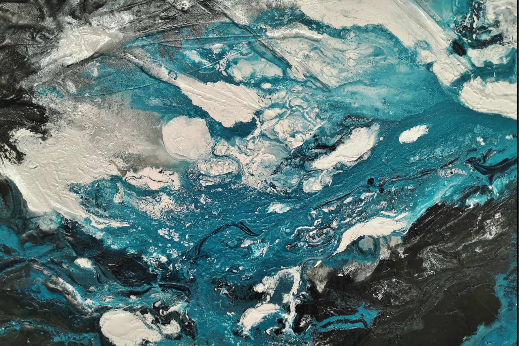 Deep Southern 190cm x 100cm Teal Black Textured Abstract Canvas Art - Perfect for Living Room, Bedroom or Office Wall Decor