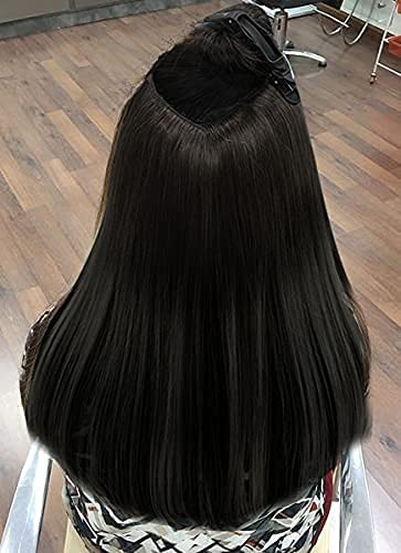 Premium 32 Inch V-Shape Human Hair Extensions for Women - 50g Dark Brown with Free Clips & Comb - Perfect for Volume, Length & Styling for Parties, Weddings & Daily Wear
