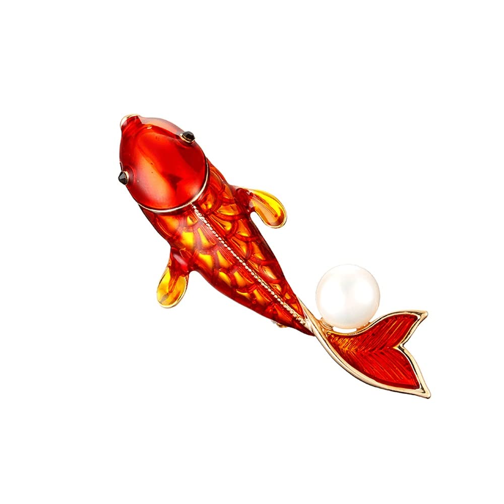Elegant Faux Pearl Fish Brooch Pin for Women & Girls - Vintage Lapel Pin Jewelry Gift for Birthday, Wedding, Party & Office Wear