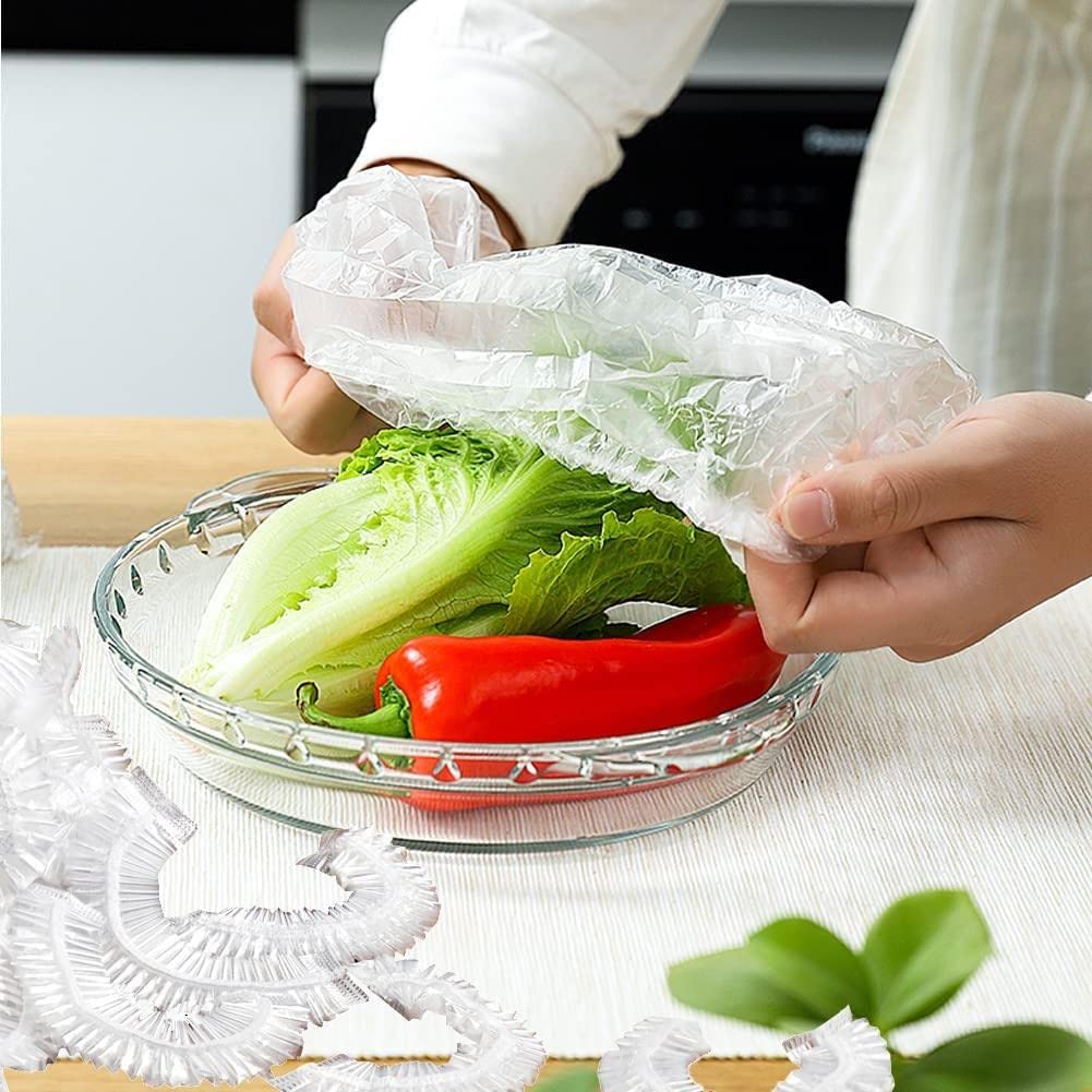 Elastic Food Storage Covers - 100 Pack Reusable Stretchable Plate & Bowl Covers for Fresh Food Preservation - Perfect for Kitchen, Picnic, Camping, and Party Use