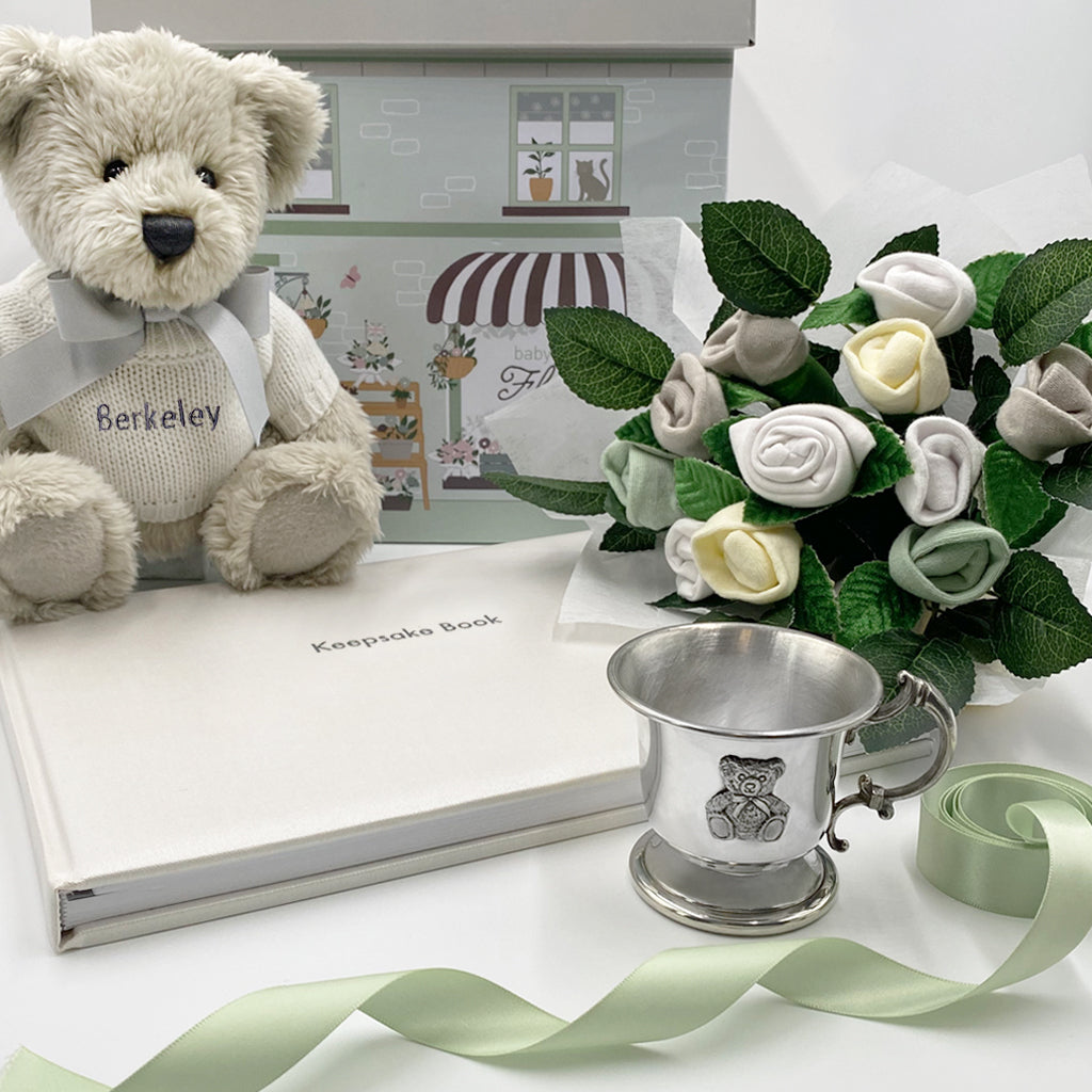 Personalized Baby Keepsake Gift Set with Berkeley Bear and Cup - Perfect for Newborns, Christenings, and First Birthdays
