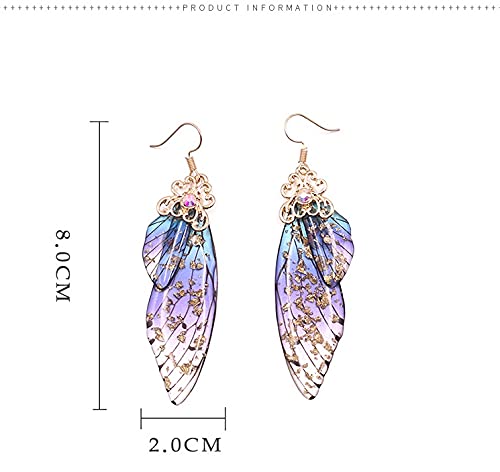 Vibrant Multicolored Butterfly Wing Hook Earrings - Elegant Acrylic Insect Drop Earrings with Crystal Accents for Women | Perfect for Parties, Weddings & Boho Fashion