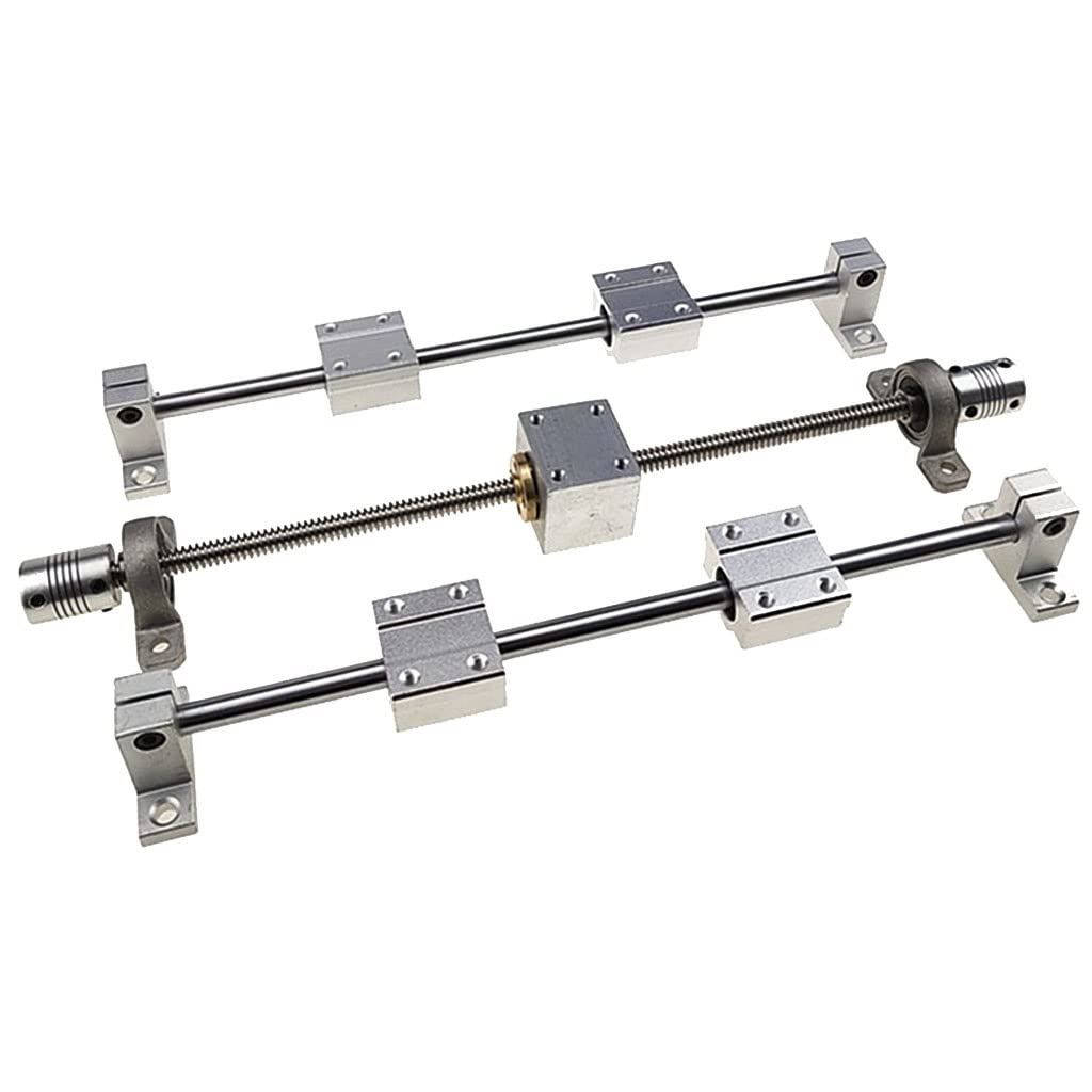 Premium T8 Lead Screw Set 100mm-1200mm for 3D Printers - Stainless Steel T-Screw, Optical Axis, KP08 Bearing & SK8 Bracket Kit | DIY 3D Printer Upgrade & CNC Machine Repair Parts | Perfect for Z-Axis Stabilization & Precision Motion Control