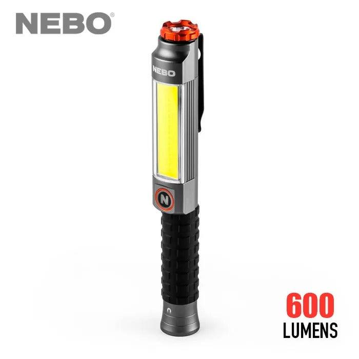 Nebo Big Larry 3-in-1 Rechargeable LED Work Light - Bright Flashlight, Magnetic Base, Hands-Free Lighting for Camping, Hiking, Emergency & Home Repairs