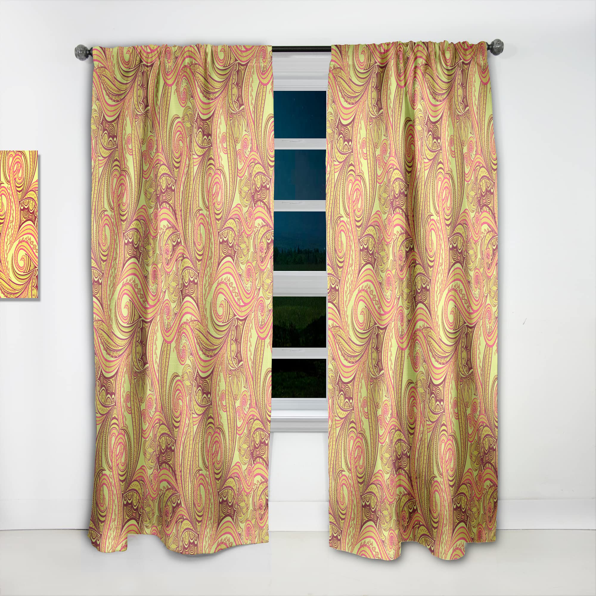 Ethnic Abstract Pattern Thermal Insulated Curtains - Single Panel 52x120 - Blackout Drapes for Bedroom & Living Room - Perfect for Home Decor, Privacy & Energy Efficiency