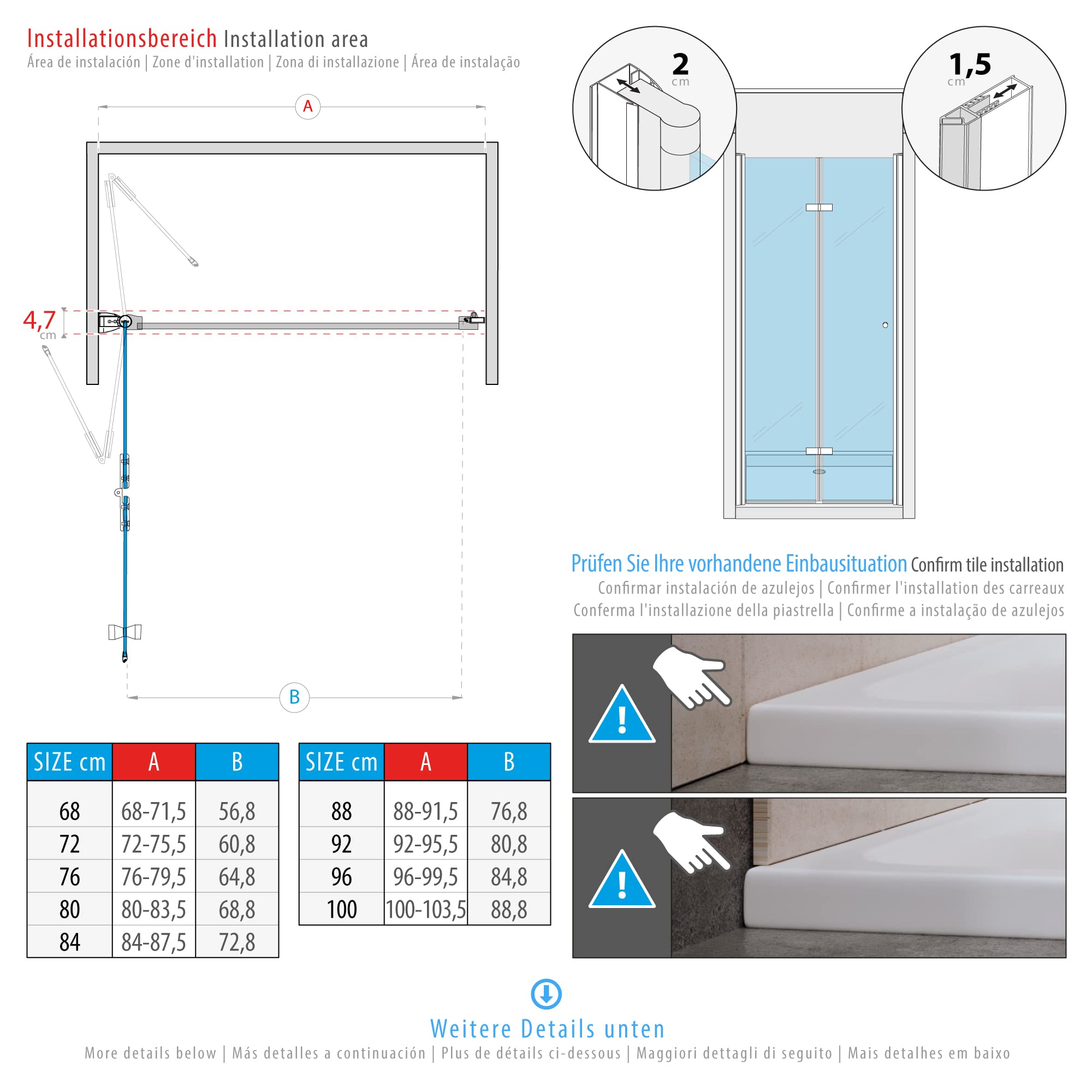 Frameless Single Folding Shower Door Enclosure - 6mm ESG Tempered Safety Glass - Clear Glass Bathroom Upgrade for Small Spaces - Perfect for Apartments, Tiny Homes & Modern Bathrooms