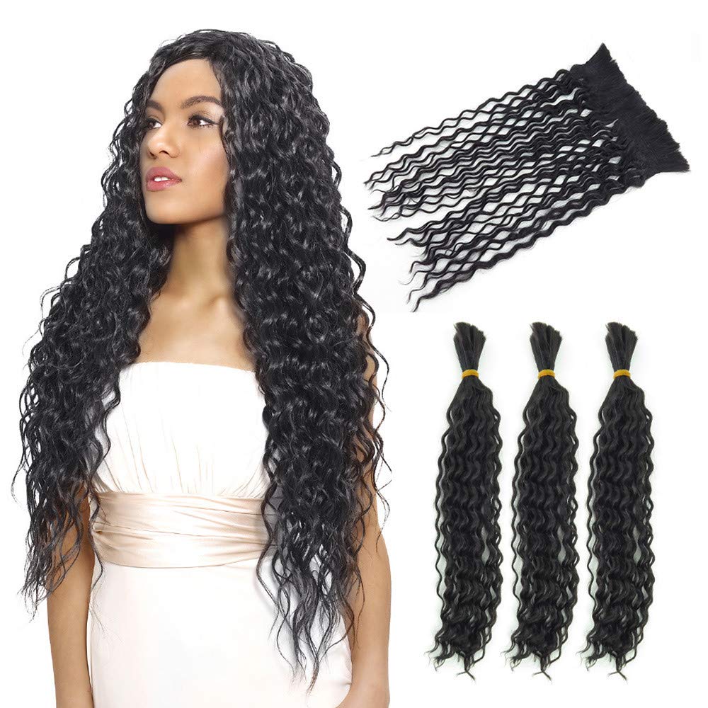 4 Pcs Human Hair Braid Bundles - Curly Weave Extensions (14