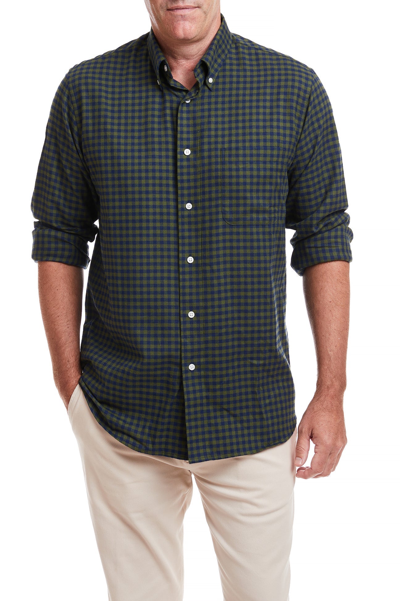 Chase Shirt - Olive & Navy Buffalo Check Flannel Shirt for Men | Casual Wear, Outdoor Activities & Layering