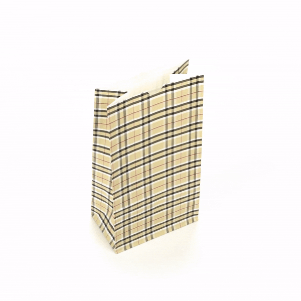 Eco-Friendly Plaid Paper Bags 6lb Capacity - 6x3.5x10.75 Inches - Pack of 100 - Perfect for Retail Shopping, Gift Wrapping & Party Favors