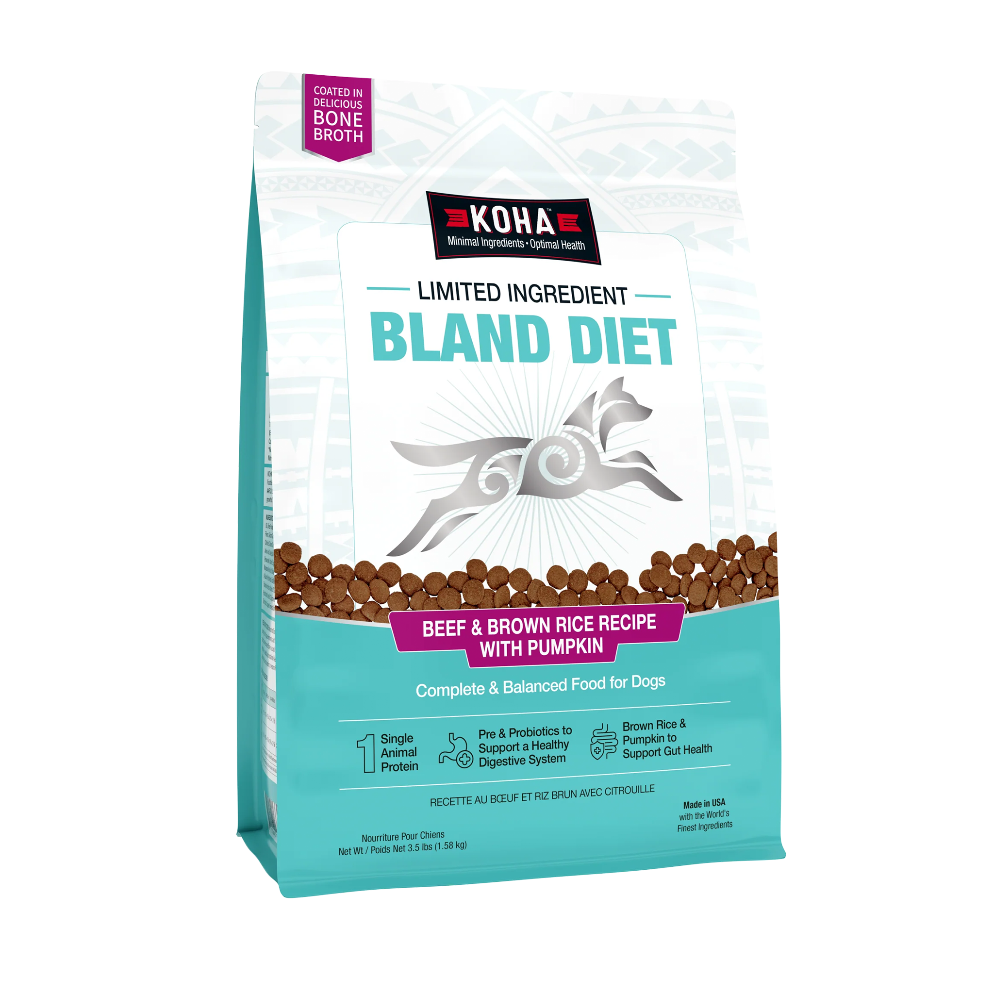 Koha Limited Ingredient Bland Diet Beef & Rice Dog Food - Grain-Free, Digestive Support for Sensitive Stomachs - Perfect for Dogs with Allergies or Post-Surgery Recovery