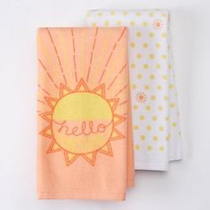 2-Piece 'Hello Sunshine' Kitchen Towel Set - Soft & Absorbent Cotton Dish Towels for Drying Dishes, Cleaning & Decor - Perfect for Farmhouse, Rustic & Modern Kitchens