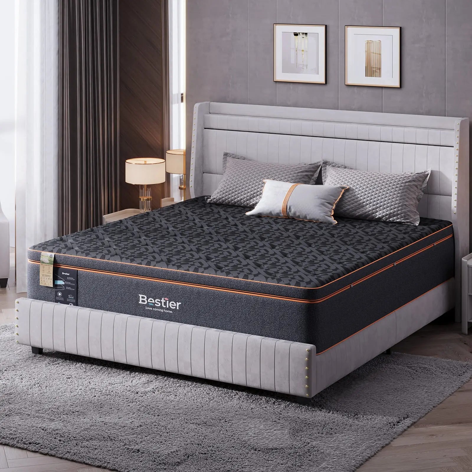 Bestier 12 Inch Organic Wool Pillow Top California King Gel Memory Foam Mattress - Premium Support for Back Pain Relief & Pressure Relief - Perfect for Master Bedroom, Guest Room & RV Use