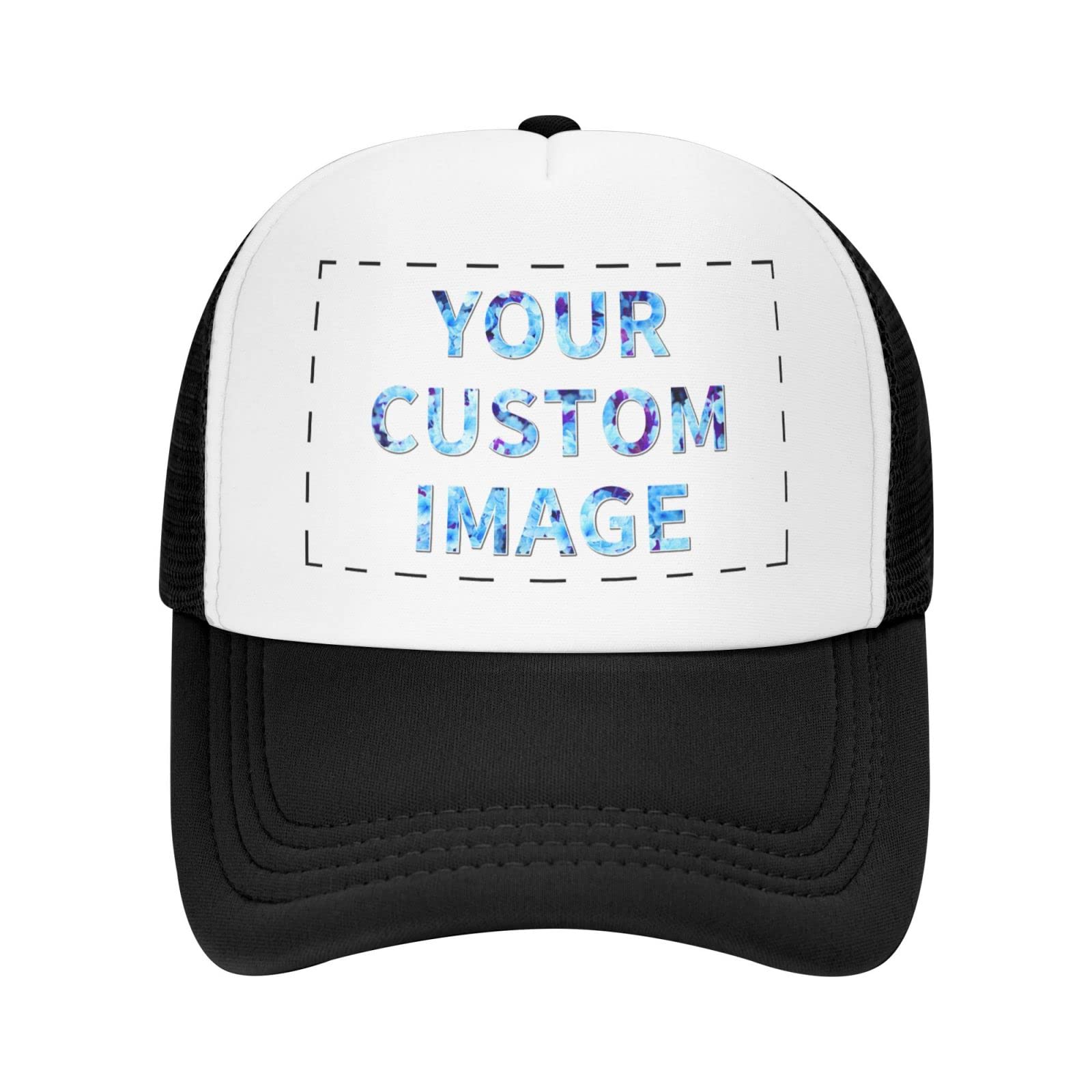 Custom Trucker Hats for Men & Women - Personalized Photo Baseball Caps - Design Your Own Hat - Black - Perfect for Sports, Outdoor Activities & Fashion Accessories