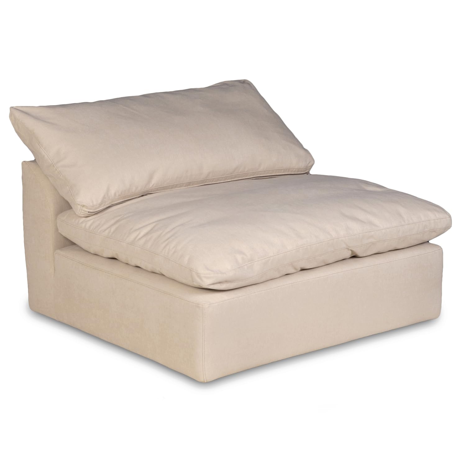 Sunset Trading Puff 3-Piece Fabric Slipcover Modular Sectional Sofa in Tan - Comfortable Living Room Furniture Set for Home Theater & Family Gatherings