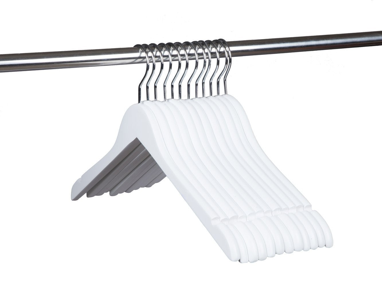 Premium White Wooden Dress Shirt Hangers - Heavy Duty Closet Organizer for Men's Business Attire, Formal Wear & Suits - Perfect for Home, Office & Retail Clothing Display
