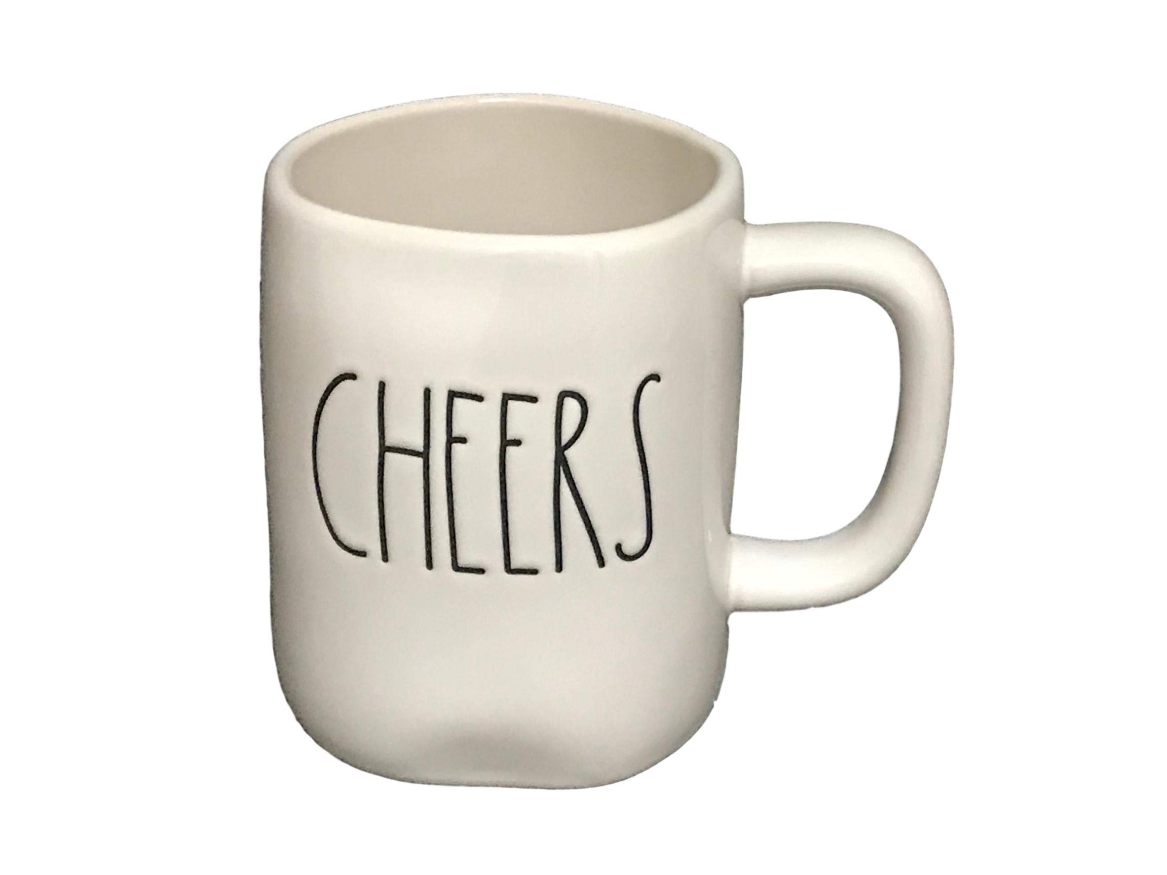 Rae Dunn by Magenta Ceramic Coffee Mug - Cheers White Coffee Cup for Home, Office & Gifts | Perfect for Hot Beverages & Cozy Moments