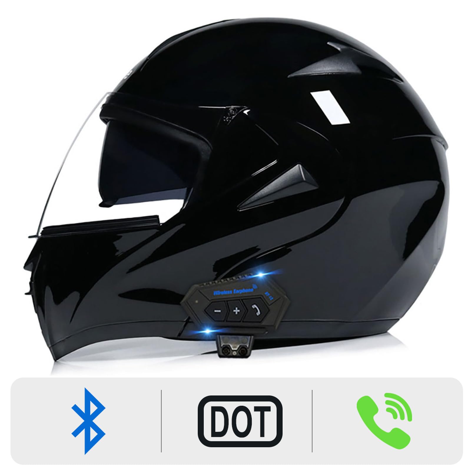 **DOT Approved Bluetooth Modular Motorcycle Helmet with Dual Visor - Full Face Flip Up Design for Men & Women - Perfect for Commuting, Touring & Adventure Riding**