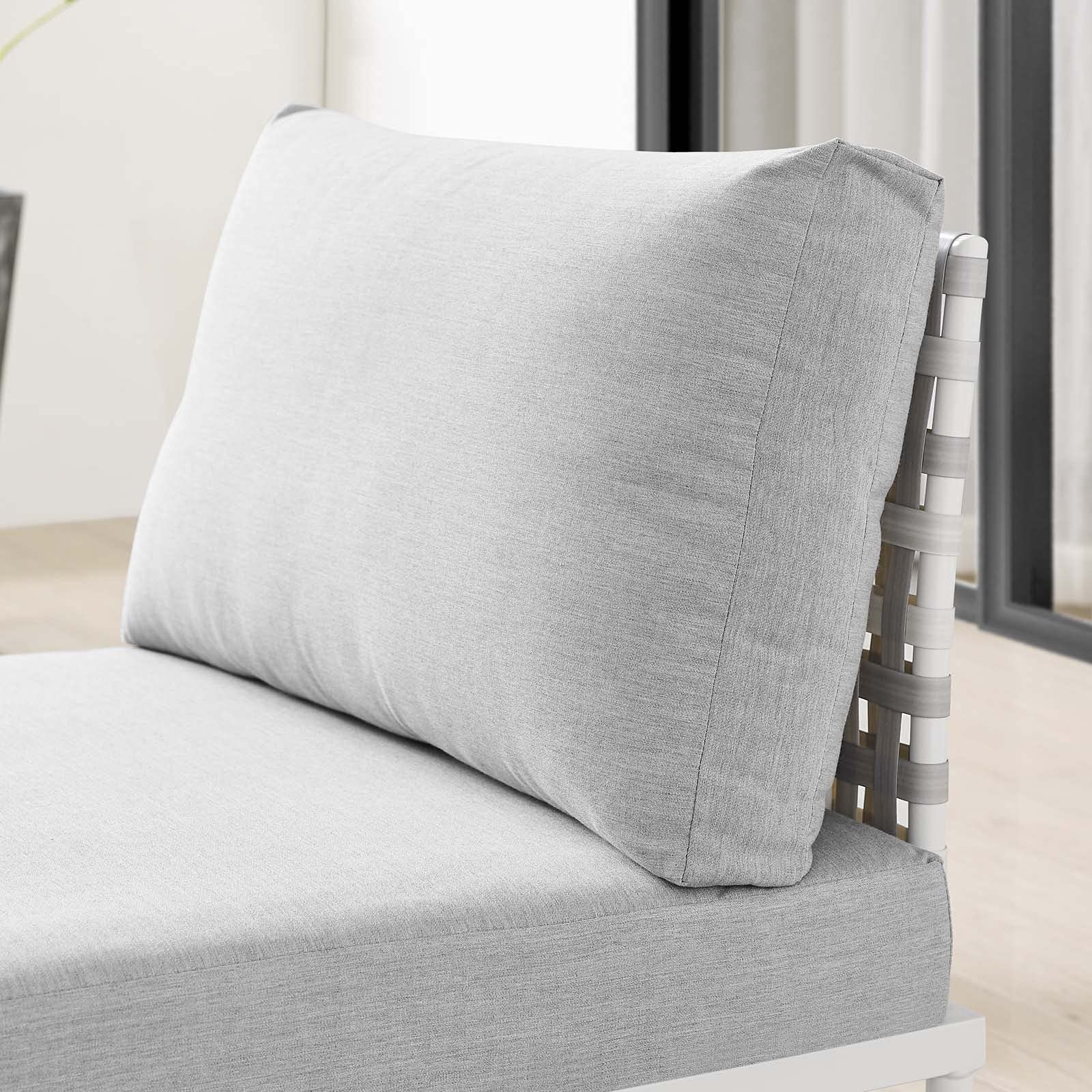 Modern Aluminum Sofa Middle Chair - Grey Metal Outdoor Patio Furniture for Balcony, Cafe & Bistro - Perfect for Lounging, Dining & Relaxing