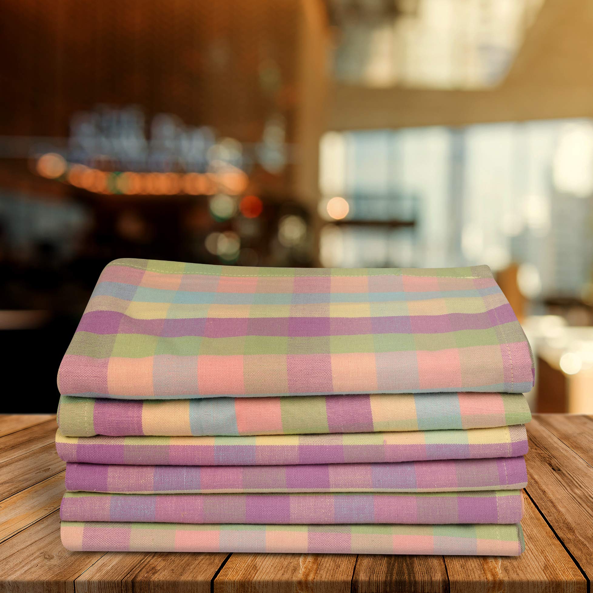 Urban Villa 6-Pack Buffalo Check Easter Kitchen Towels 20”X30” 100% Cotton Highly Absorbent Premium Soft Mitered Corner Towels for Holiday Decor and Daily Use