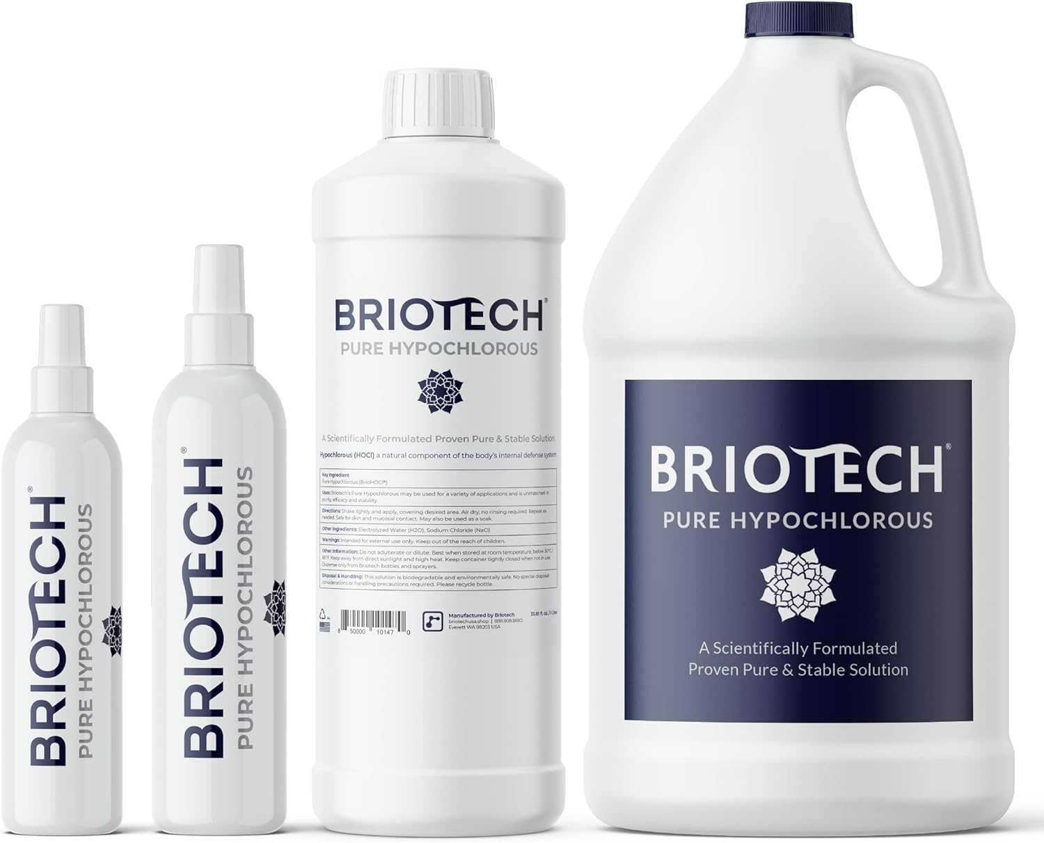 BRIOTECH Pure Hypochlorous Acid Cleaner | Premium HOCl Topical Solution | Multi-Purpose Disinfectant for Home, Skin & Pets | 1 Gallon Refill | Safe for Family & Pet Use | Ideal for Wound Care, Surface Cleaning & Air Purification