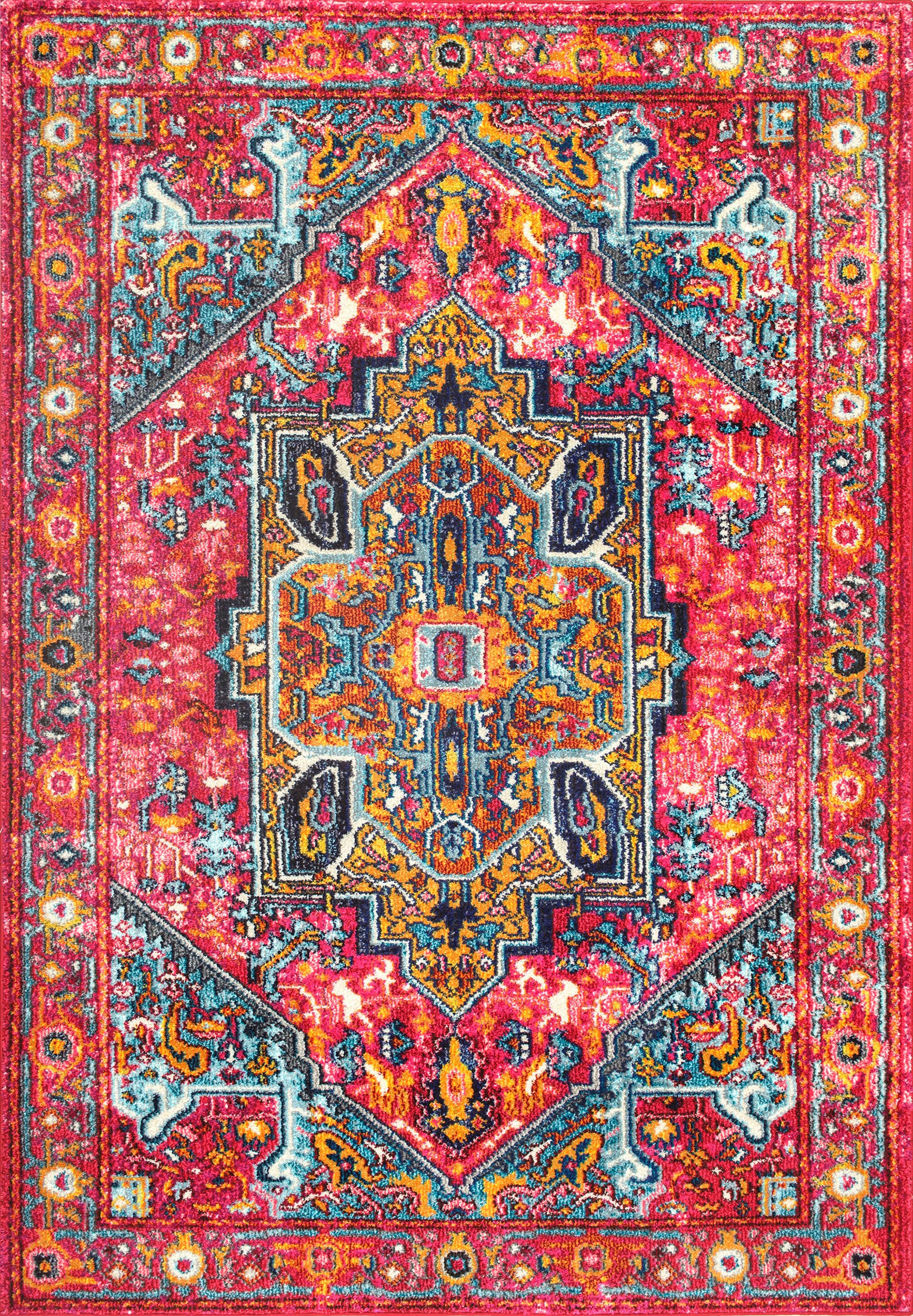 Cartouche Medallion Rug | Pink Oriental Area Rug | Perfect for Living Room, Bedroom & Home Decor