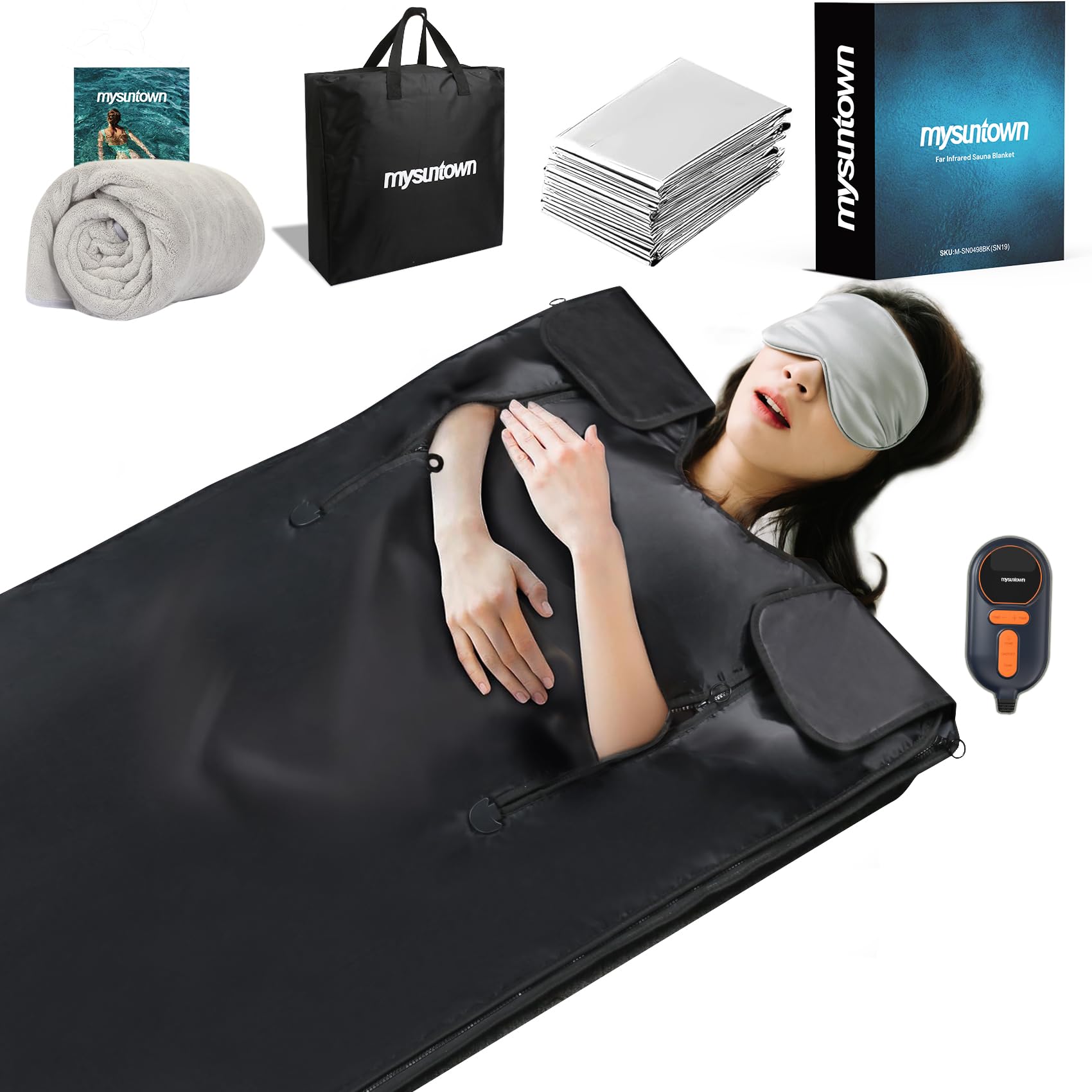 Infrared Sauna Blanket for Home Use - Portable Detox & Relaxation with Red Light Therapy, Low EMF (86-176°F, 20-60 Min Timer, 5.9' x 2.6') - Perfect for Post-Workout Recovery, Stress Relief & Weight Loss