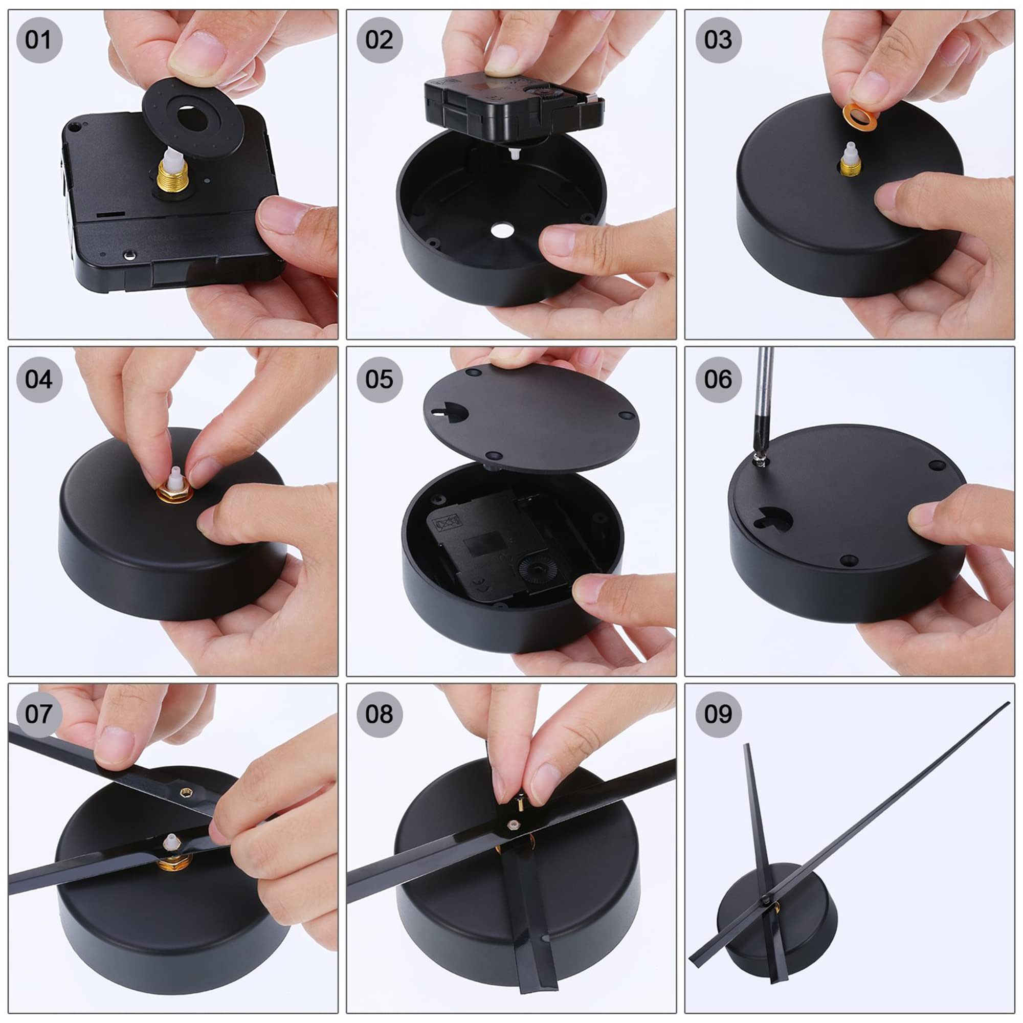 DIY 3D Clock Hands Kit - Black Quartz Clock Movement Mechanism for Wall Clocks | Perfect for Kitchen, Office & Home Art Decor | Easy to Install & Customize