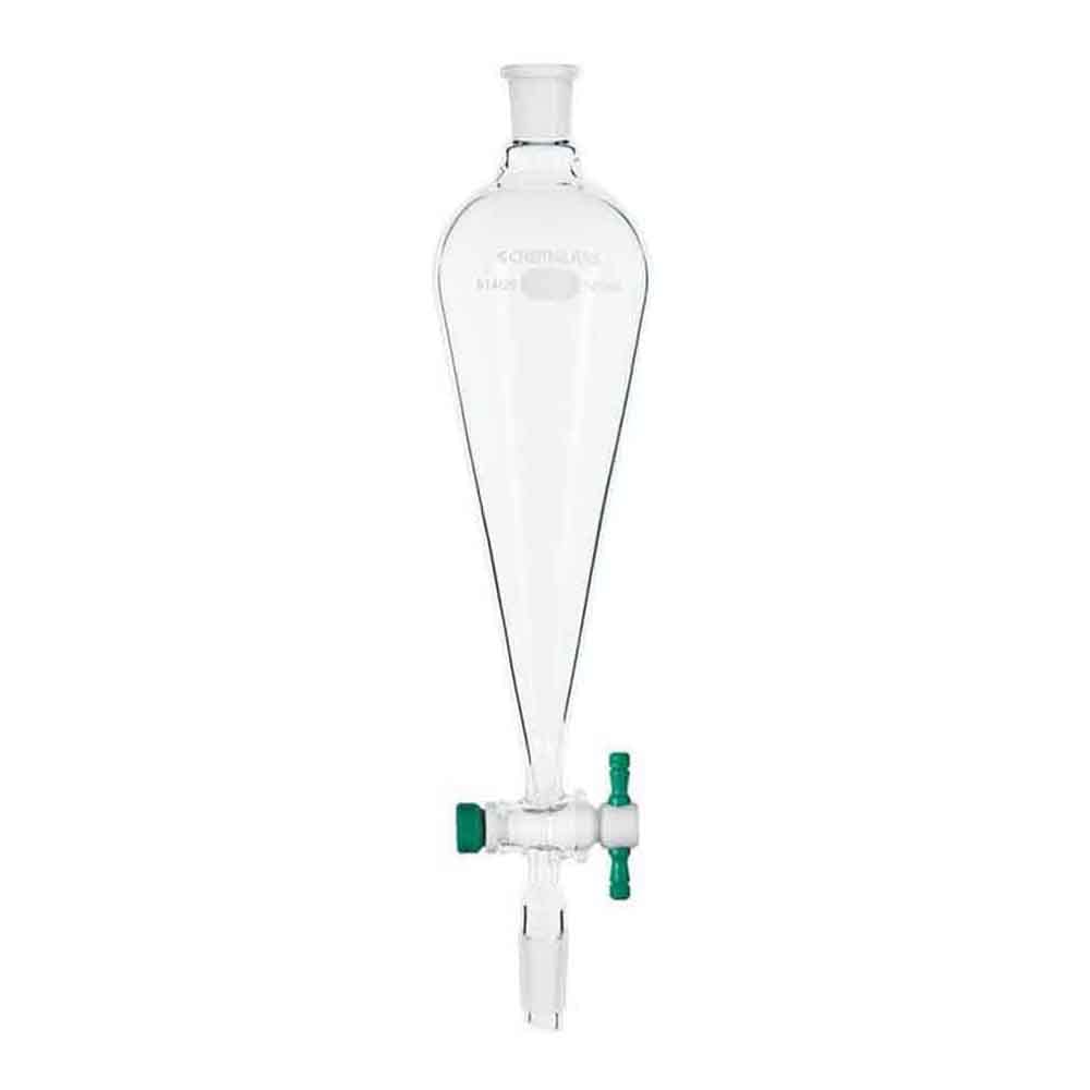25mL Glass Squibb Style Separatory Funnel with PTFE Stopcock - Lab Equipment for Chemical Extraction, Essential Oil Separation & Chemistry Experiments (CG-1743-10)