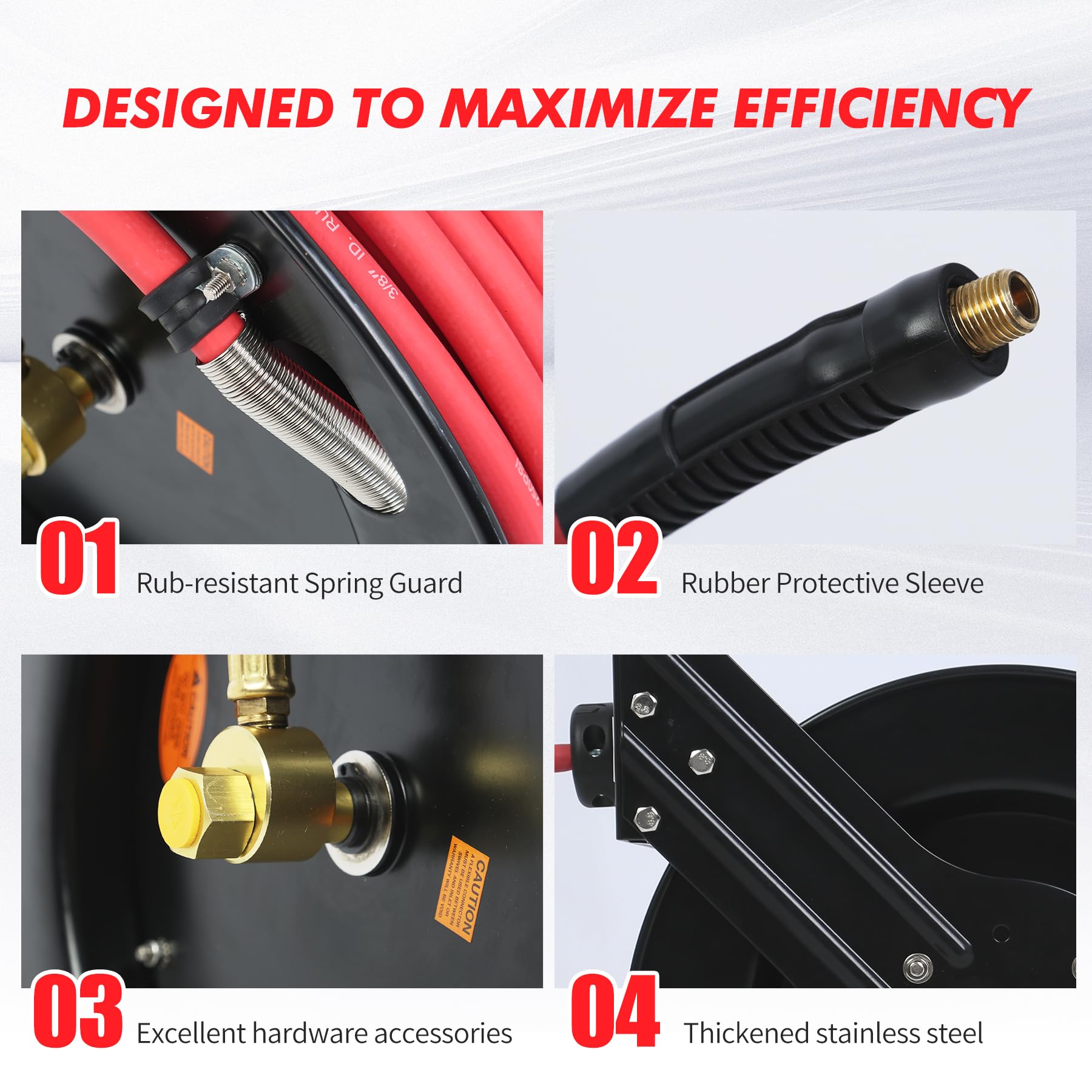 MaxWorks 80720 50ft Auto Rewind Retractable Air Hose Reel with 3/8