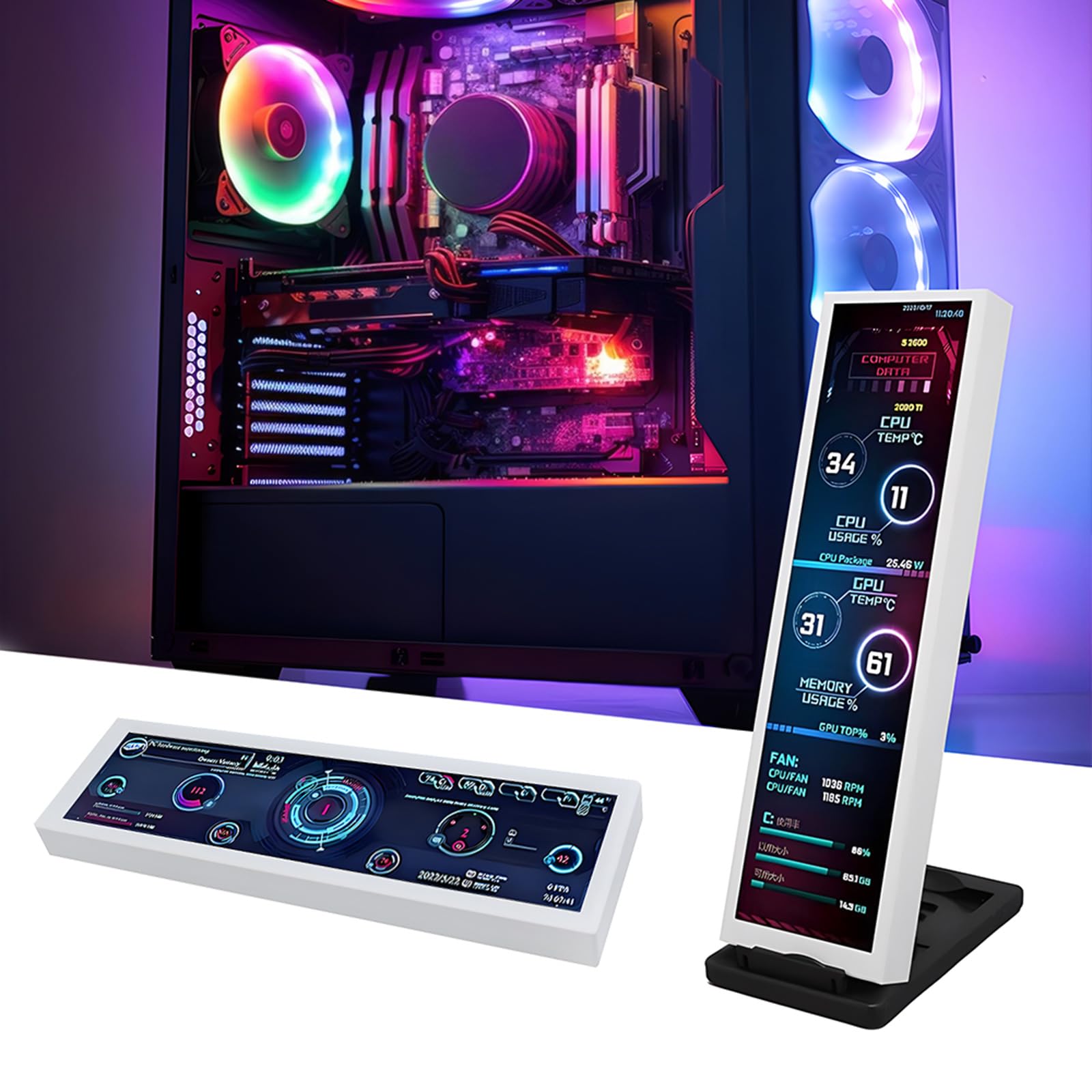 8.8 Inch USB C Portable Monitor for Laptop - Full HD IPS Screen with Clear Display, Built-in Speakers - Perfect for Work, Gaming, and Streaming Entertainment