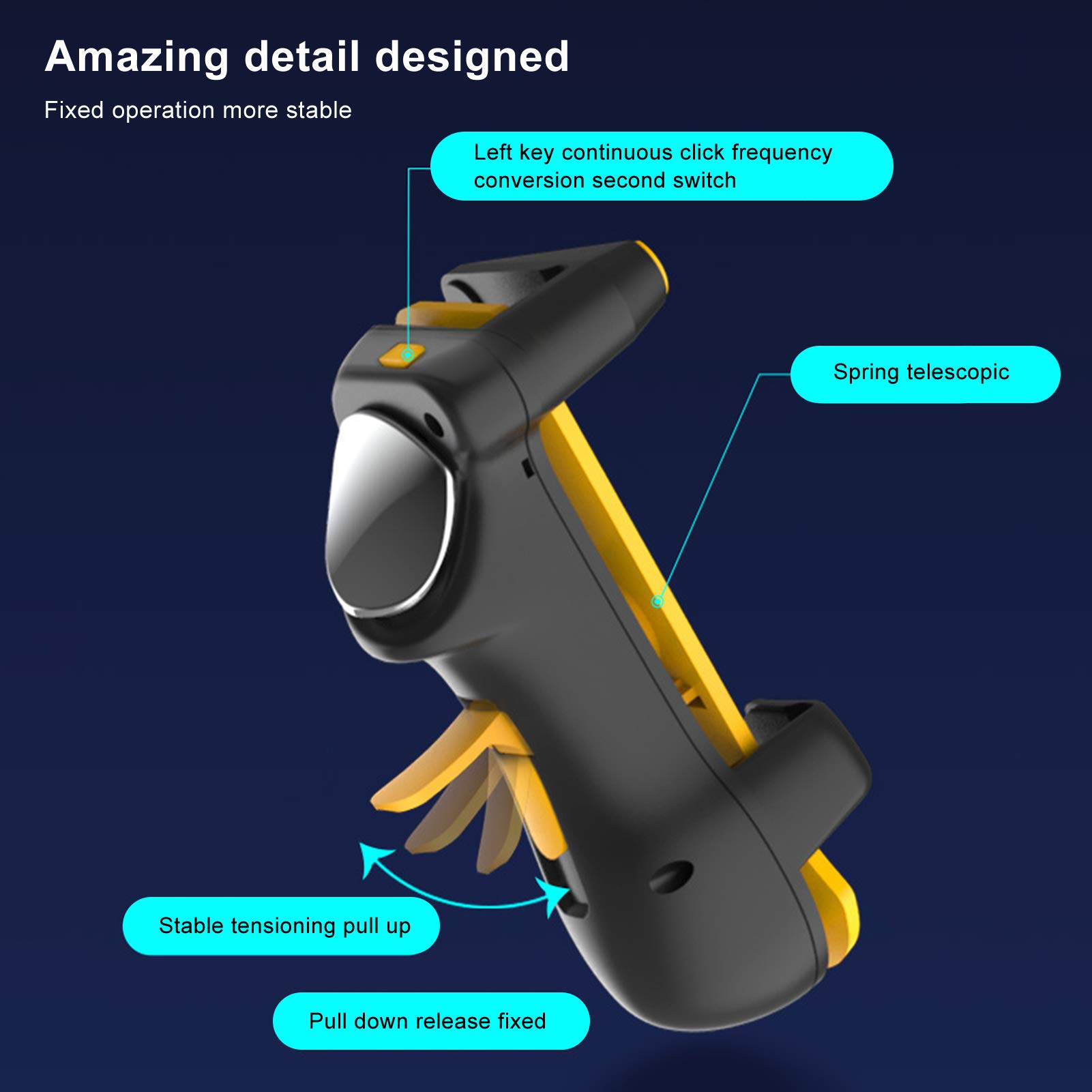 Mobile Game Controller for PUBG - 4-Finger Touch, Full Protection (Yellow) - Perfect for Tablets & Gaming