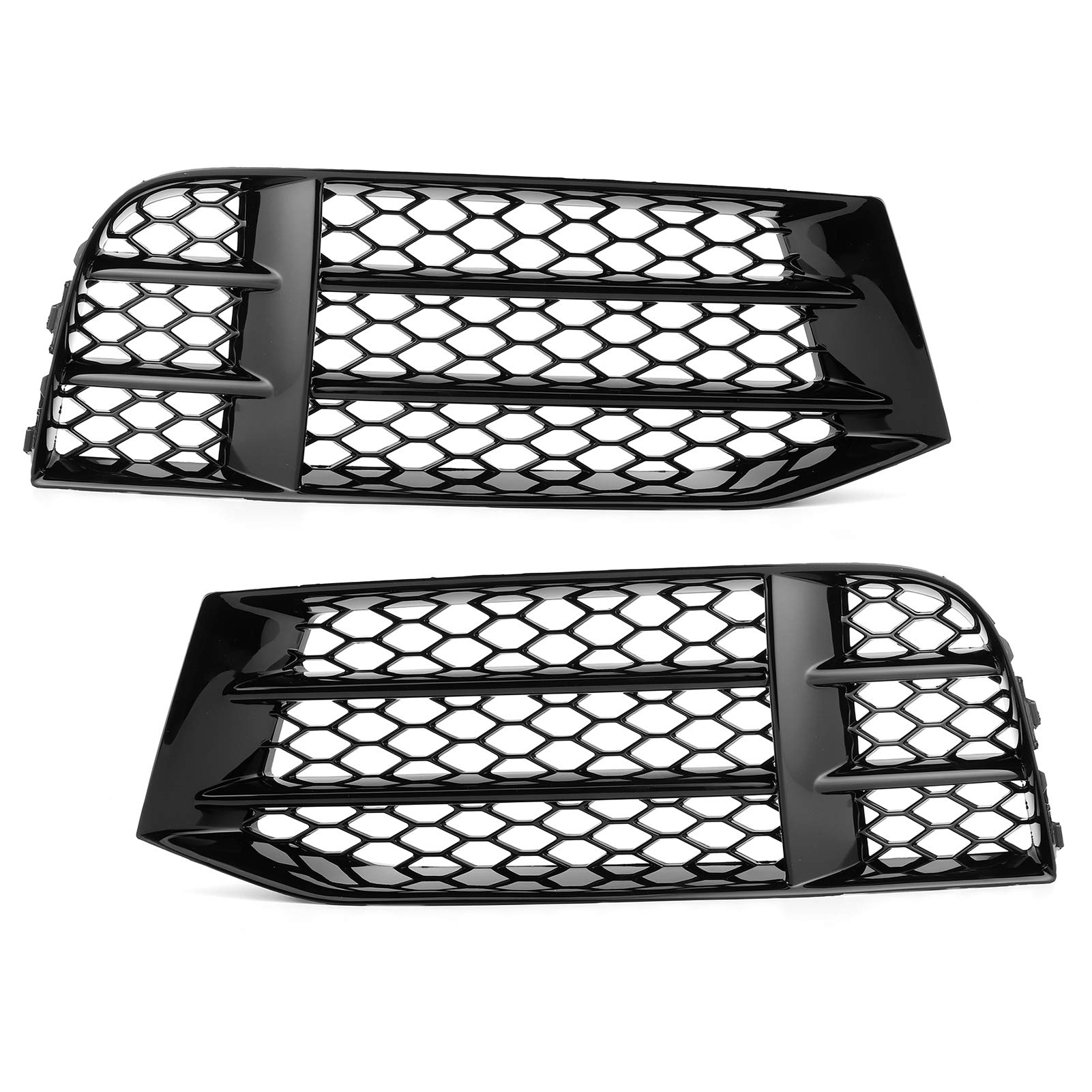 Glossy Black Honeycomb Mesh Fog Light Grilles Cover Trim for Audi RS5 B8.5 (2013-2016) - Front Bumper Lower Grille Replacement - Enhances Style & Protection for Daily Driving & Performance Use