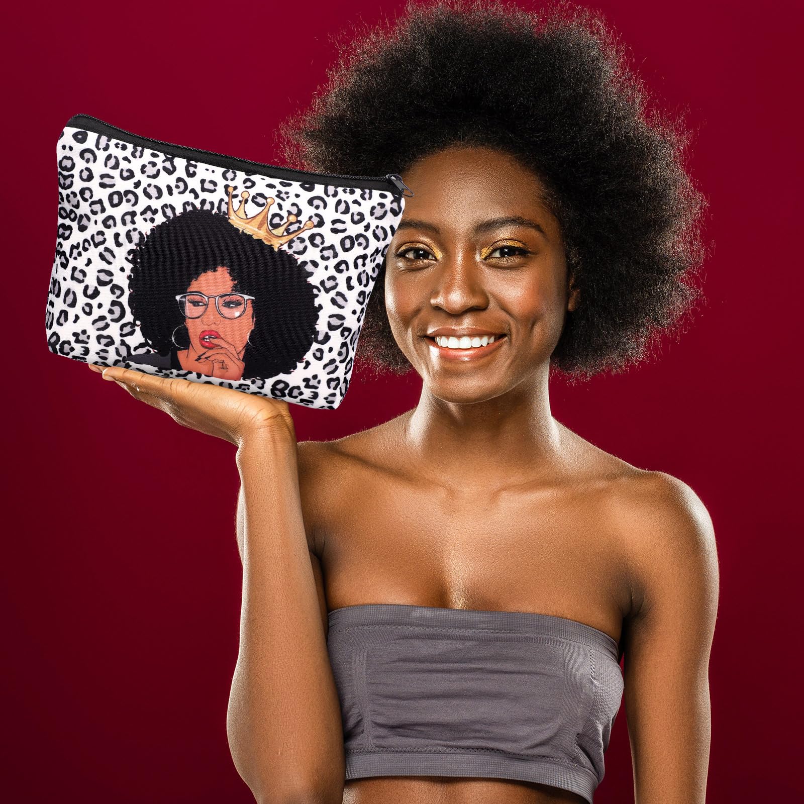 Sweetude 30 Pcs Black Women Cosmetic Bags - Reusable Canvas Makeup & Toiletry Organizer with Zipper for Purse, Travel, Afro Hair Accessories - Perfect Gift for African American Women (Great for Travel, Gym, Daily Use & Inspirational Gifting)