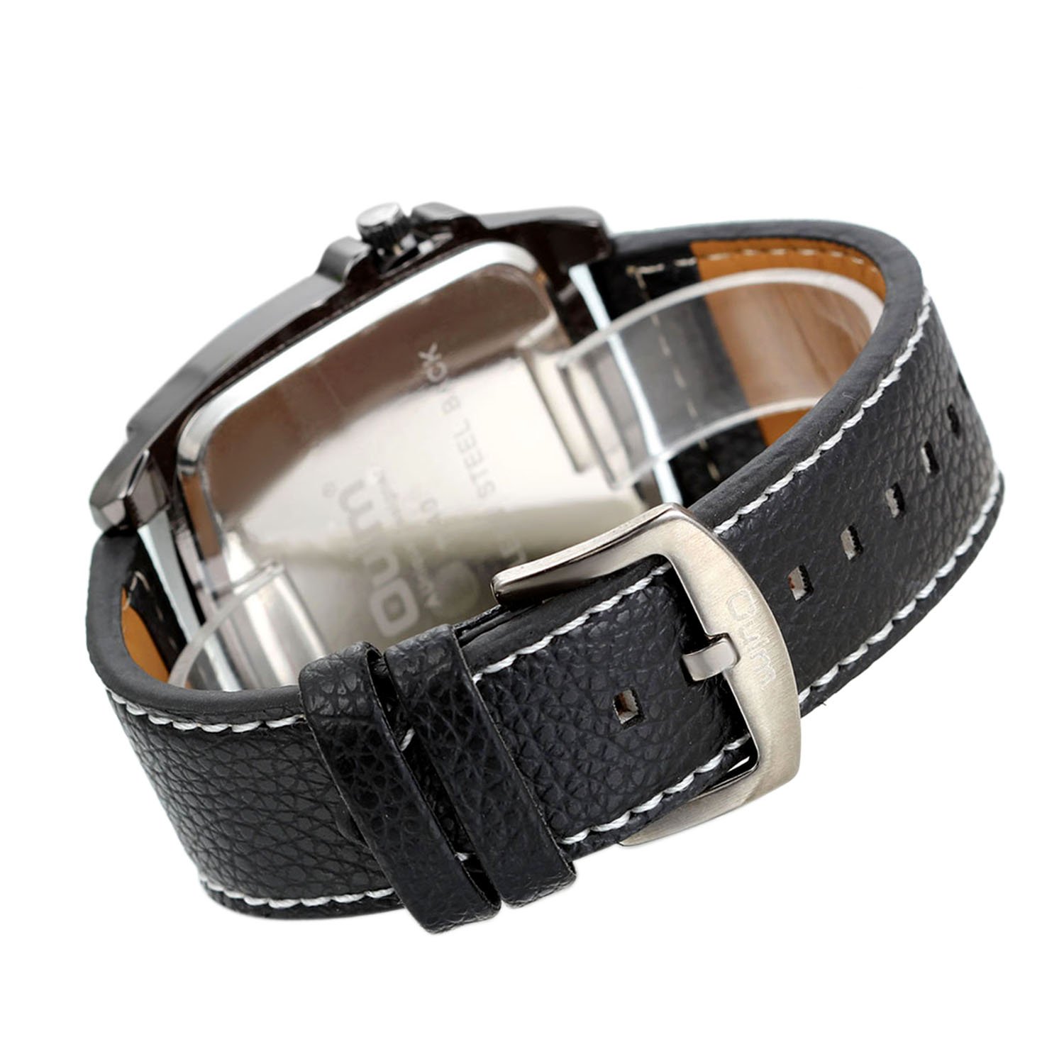Avaner Men's Punk Watch - Unique Large Face Dual Time Zone Analog Quartz Wristwatch with Leather Strap, Decorative Compass & Thermometer Dial - Perfect for Outdoor Adventures, Travel & Fashion Statement