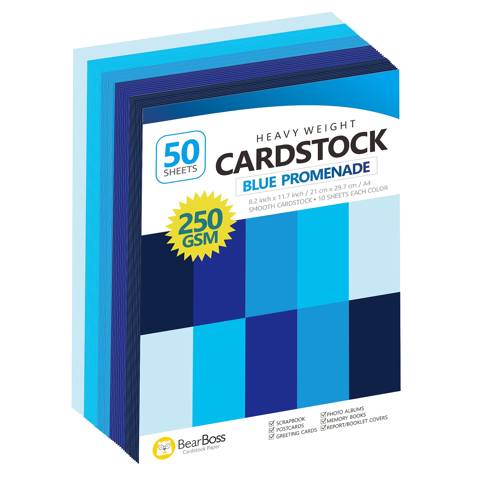 Premium Blue Navy Cardstock Paper - 50 Sheets, 8.5