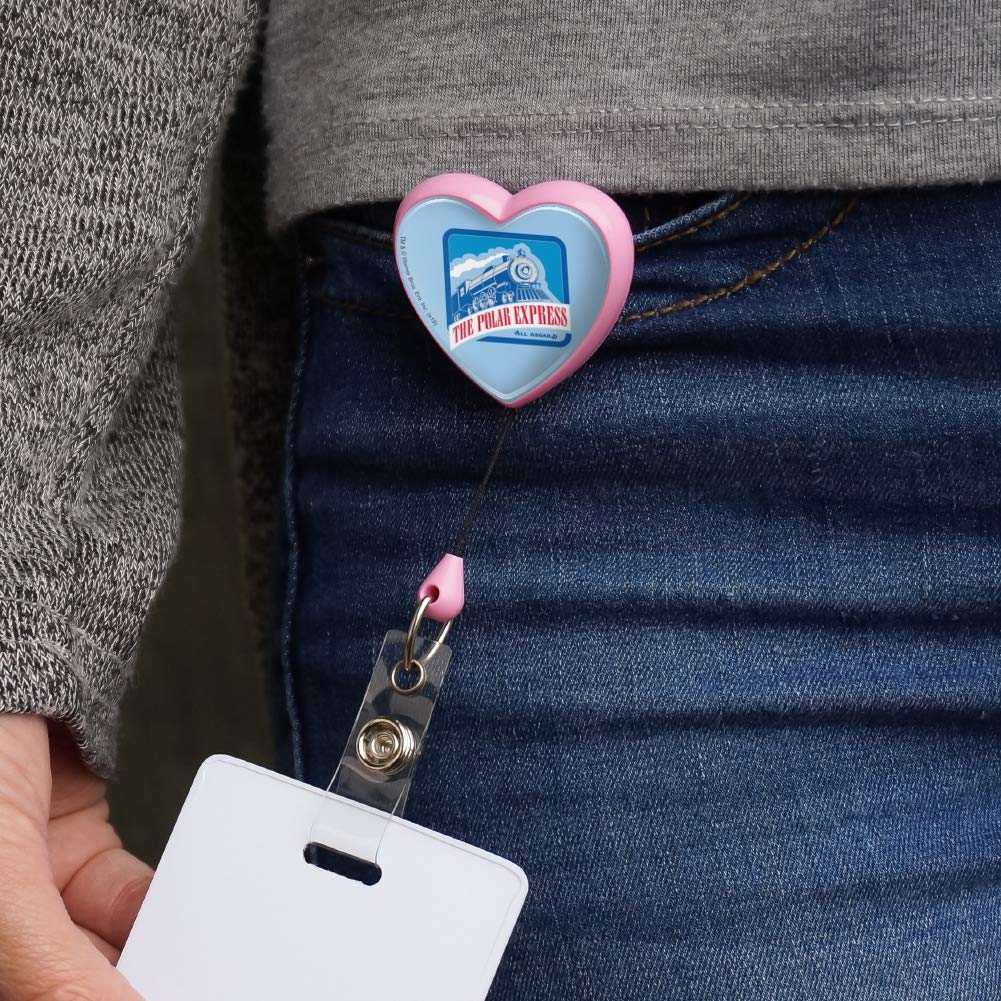 The Polar Express All Aboard Heart Lanyard - Retractable Badge Reel ID Card Holder for Teachers, Nurses, Office Workers (Great for Conventions, Schools & Hospitals)